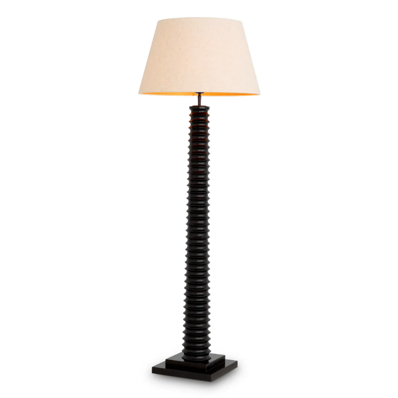Callao Floor Lamp showcasing a luxurious piano black finish and sculptural silhouette