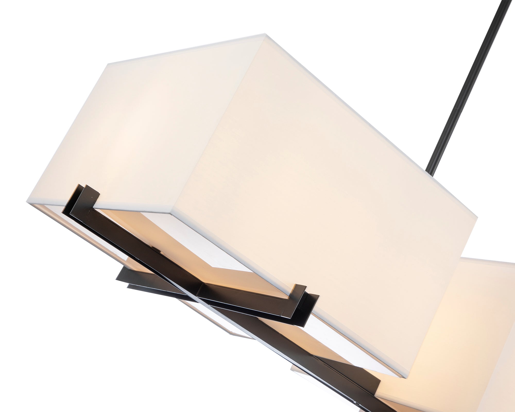 Cameron Pendant Lamp - Liang & Eimil featuring white fabric shades and a matt black frame.