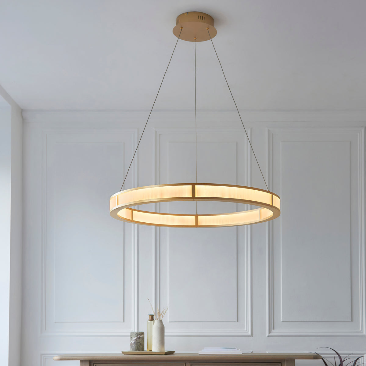 Classic Ribbed Hoop Pendant – Endon - Luxury Lighting BoutiquePendant LampLuxury Lighting Boutique