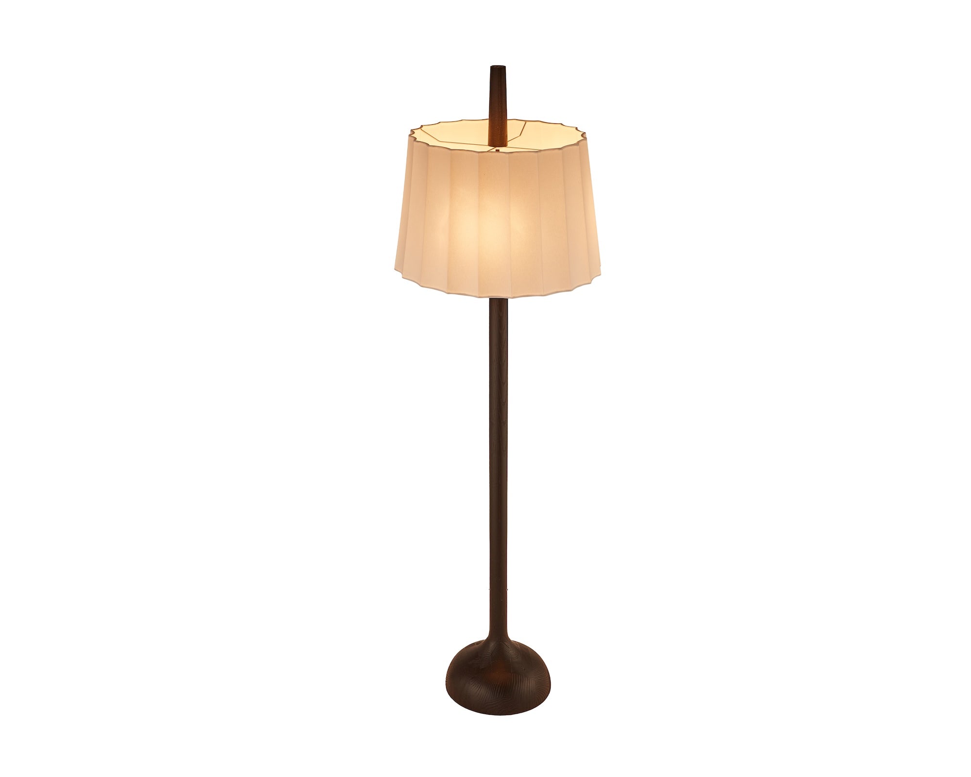 Conti Floor Lamp by Liang & Eimil featuring a black brushed ash base and white linen shade