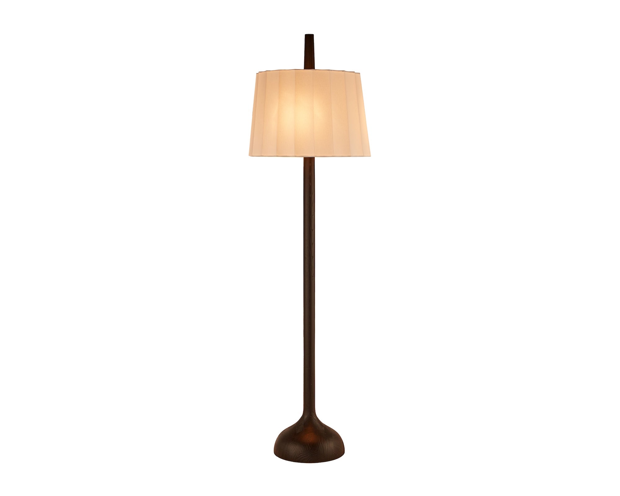 Conti Floor Lamp by Liang & Eimil featuring a black brushed ash base and white linen shade