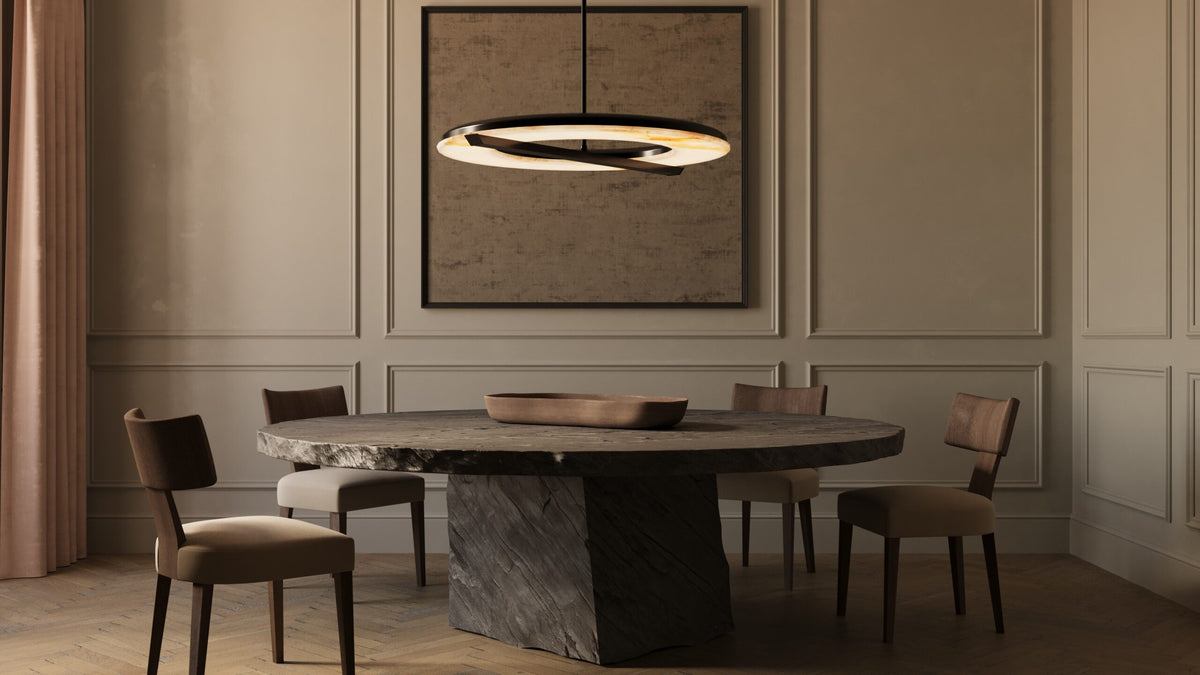 CTO Lighting Ceres Pendant in Antique Bronze with Honed Alabaster