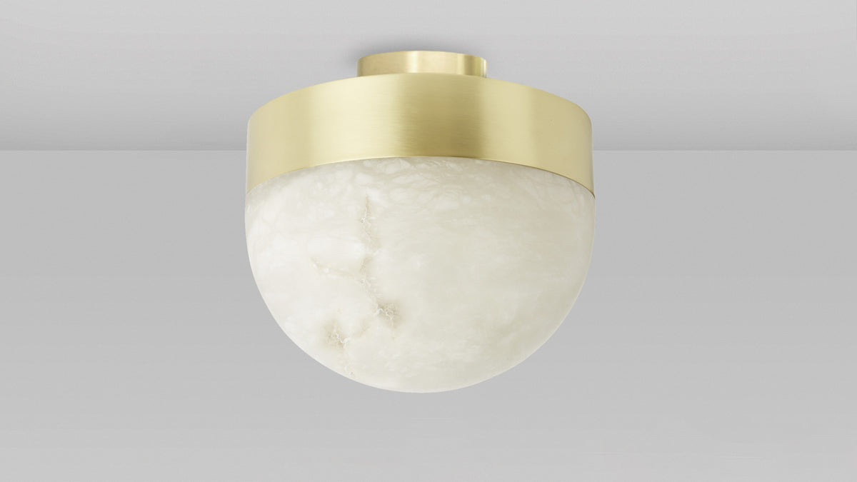 Lucid Ceiling Flush in Satin Brass with honed alabaster