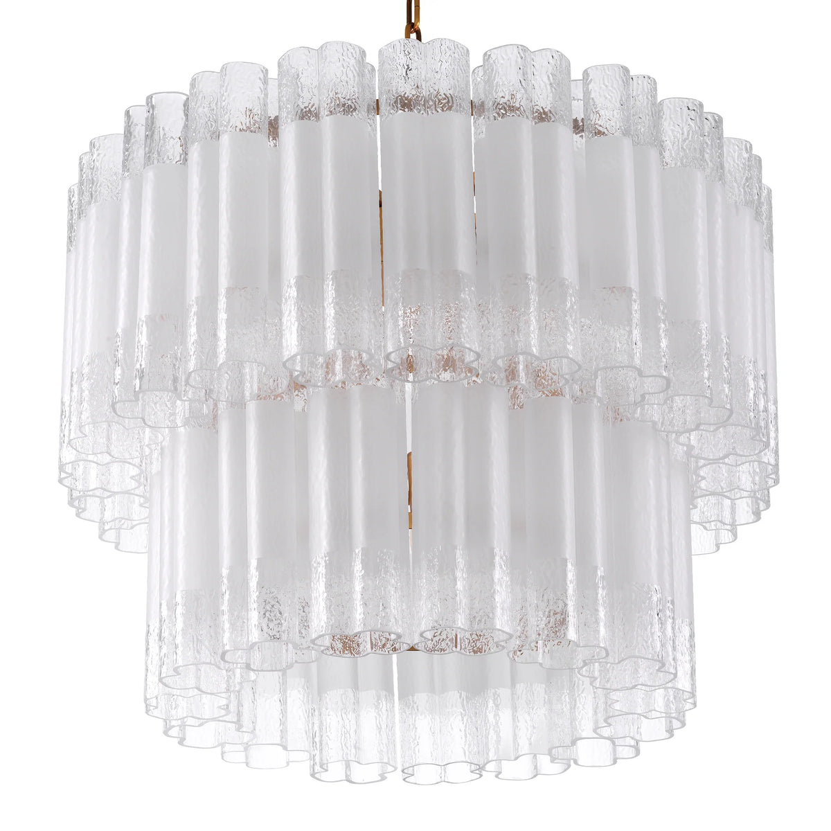 Denton S Chandelier illuminated with a warm, atmospheric luxury glow