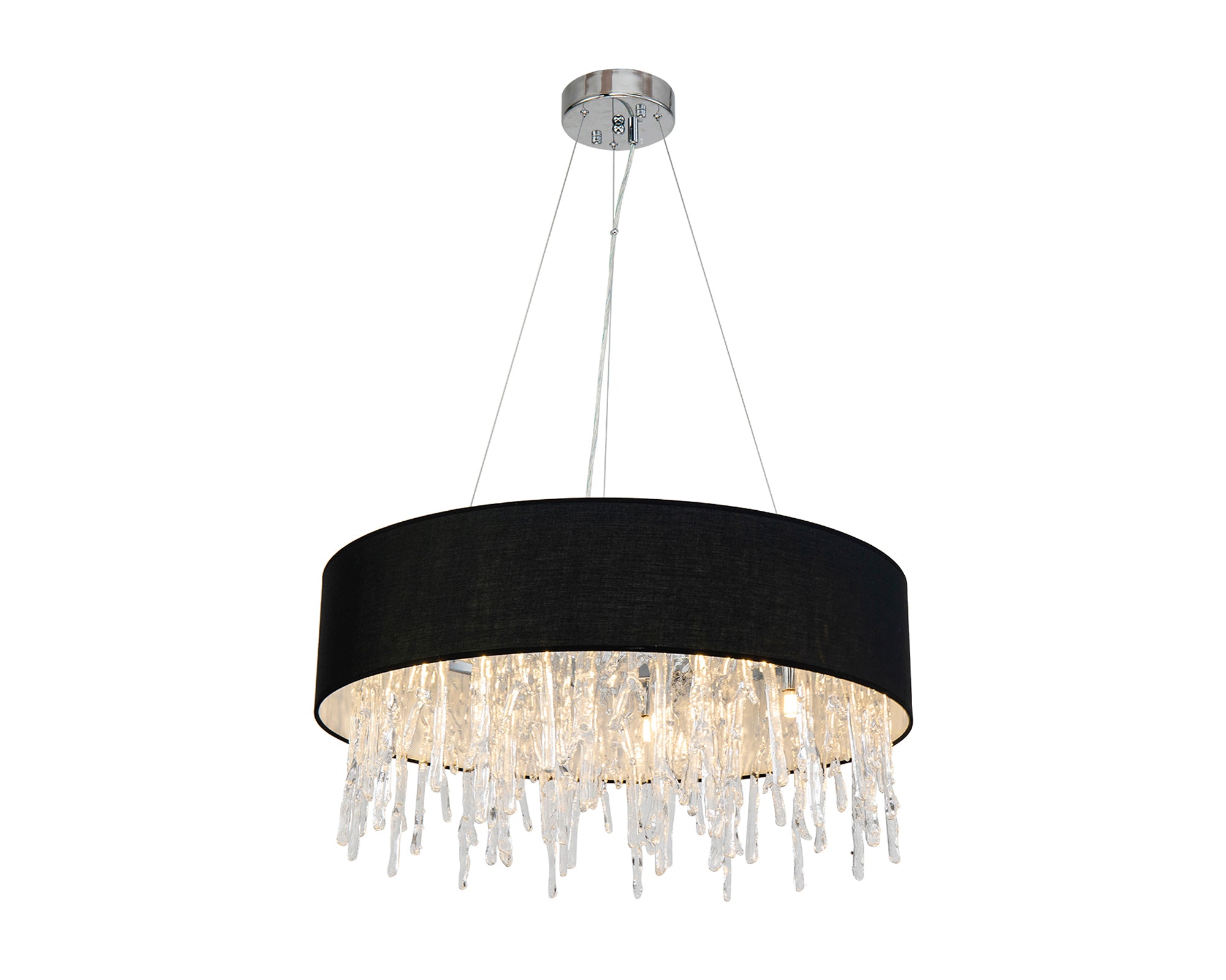 Dumas Pendant Lamp - Liang & Eimil featuring a black fabric halo with sculptural clear glass accents.