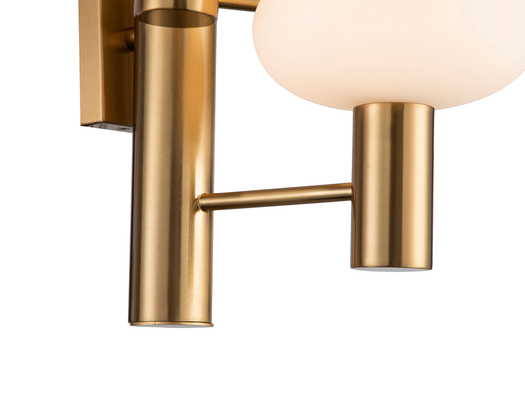 Eliseo Wall Light by Liang & Eimil with white glass globes and antique brass finish