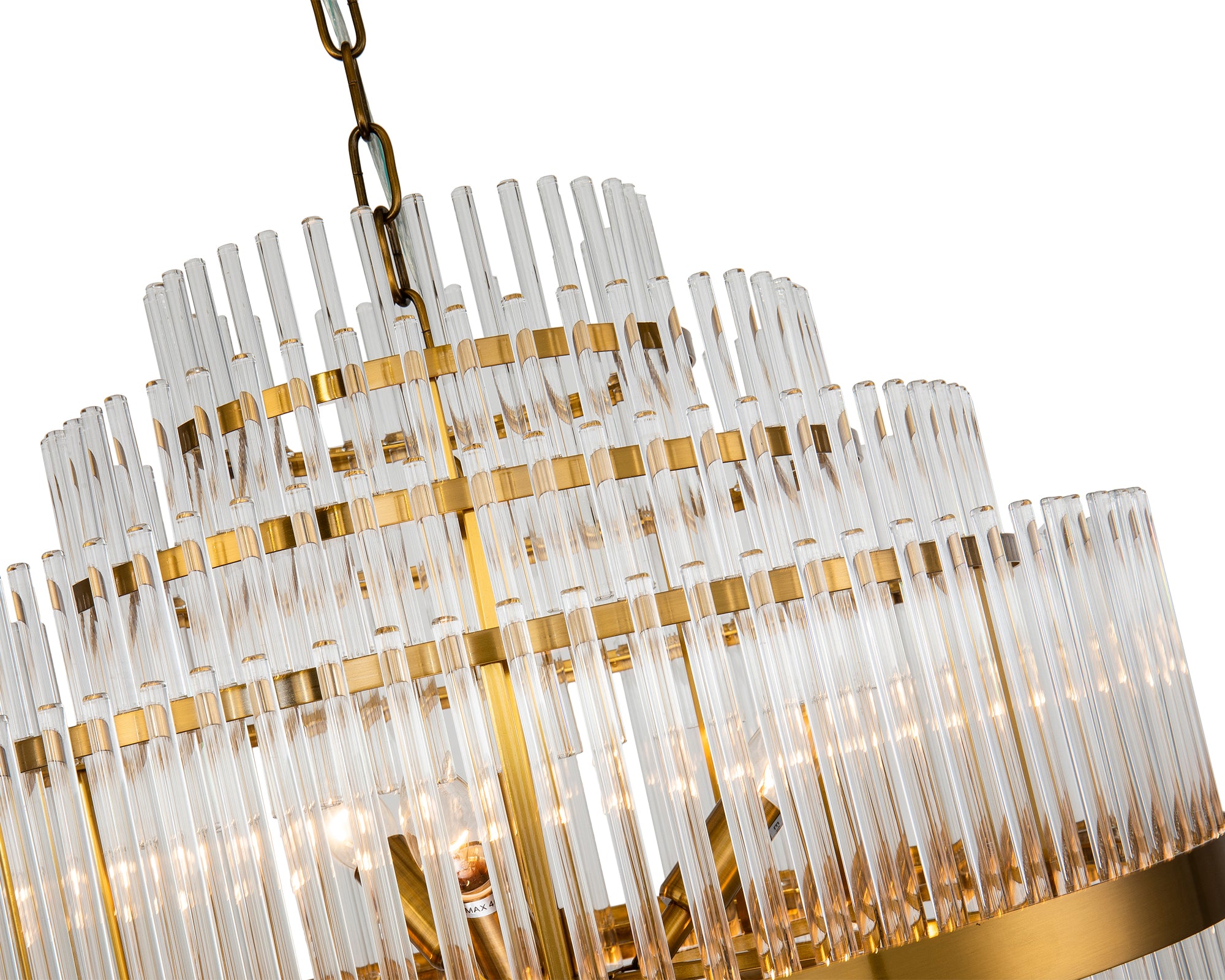 Gem Pendant Lamp - Liang & Eimil featuring cascading clear glass rods and a brushed brass frame.
