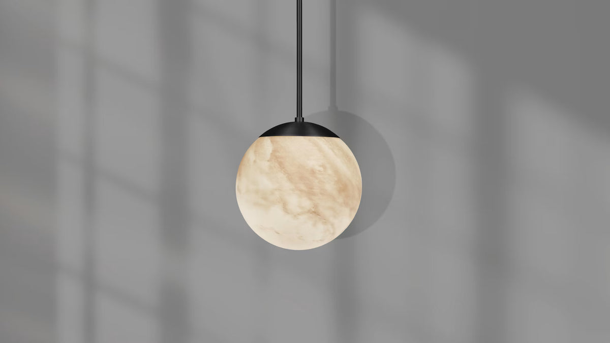 Schwung Globe Marble Single Pendant in Classic Bronze