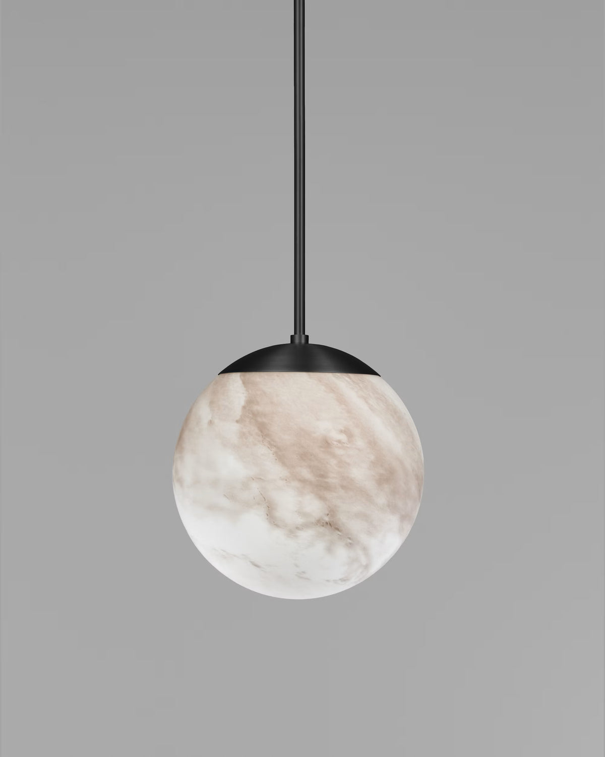 Schwung Globe Marble Single Pendant in Lacquered Burnished Brass