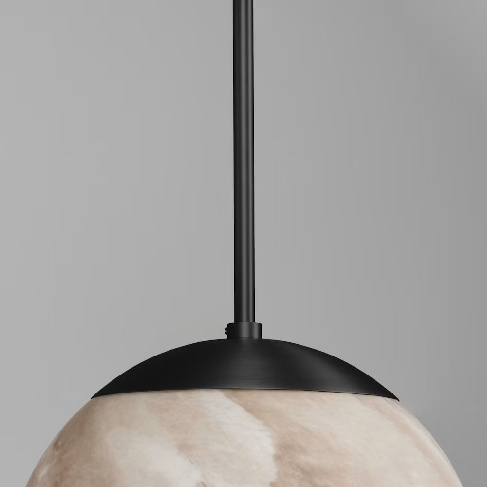 Schwung Globe Marble Single Pendant in Polished Nickel