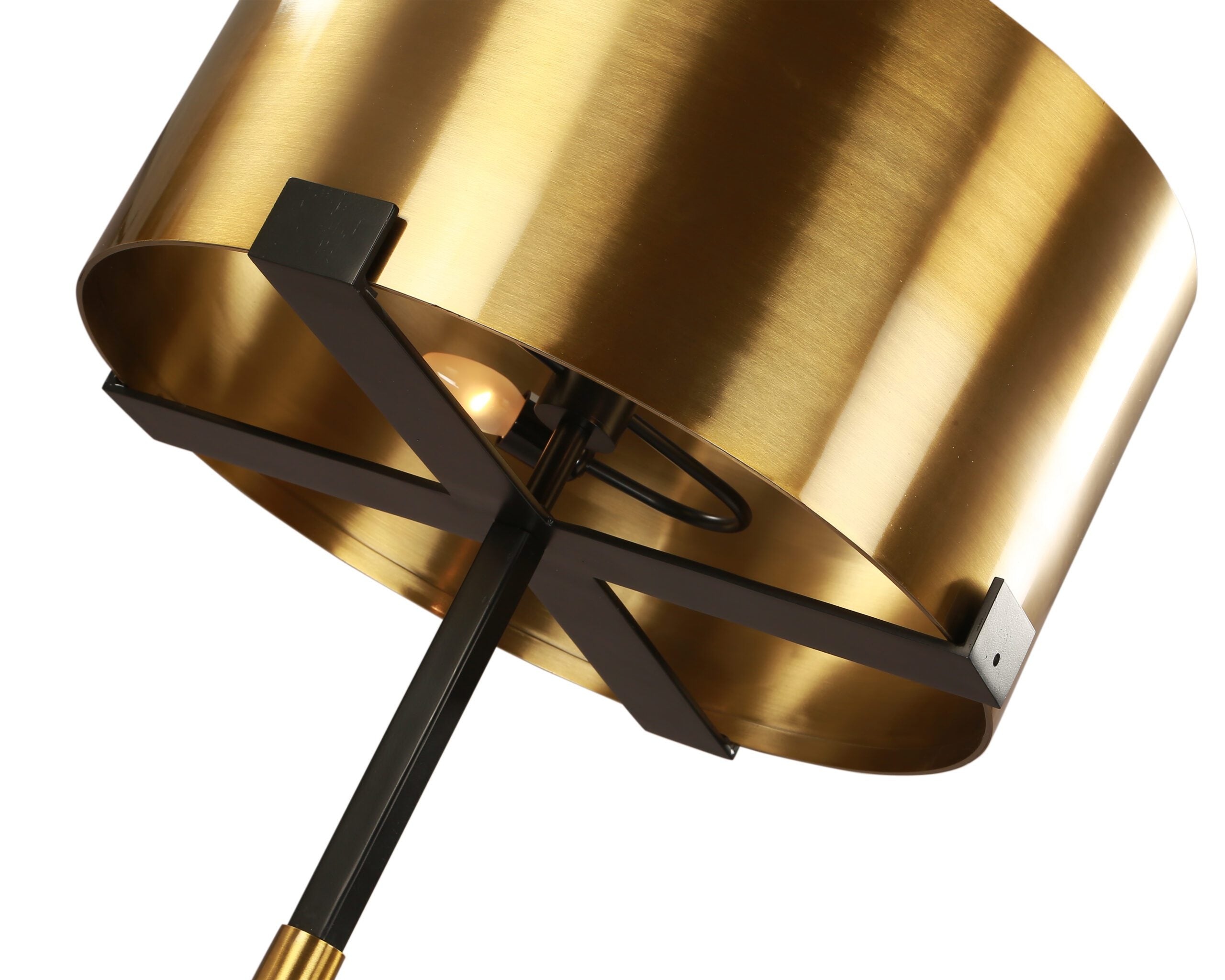 Hamilton Floor Lamp by Liang & Eimil featuring a brushed brass and matte black architectural steel frame