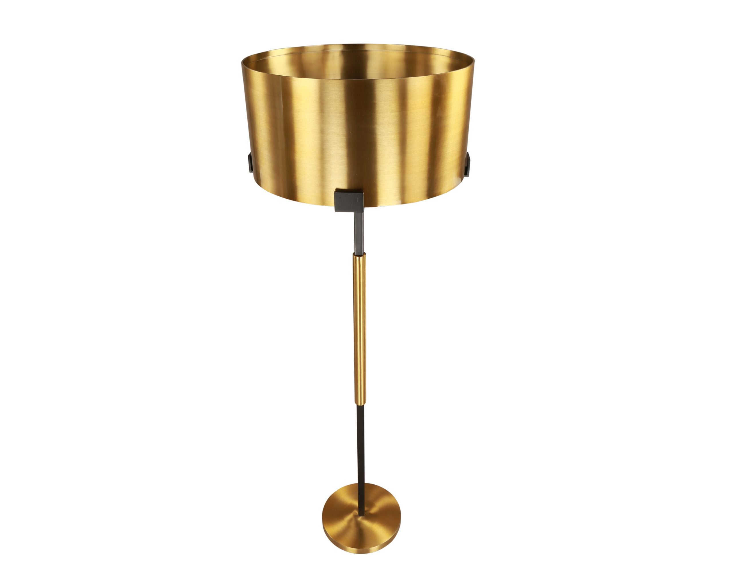Hamilton Floor Lamp by Liang & Eimil featuring a brushed brass and matte black architectural steel frame