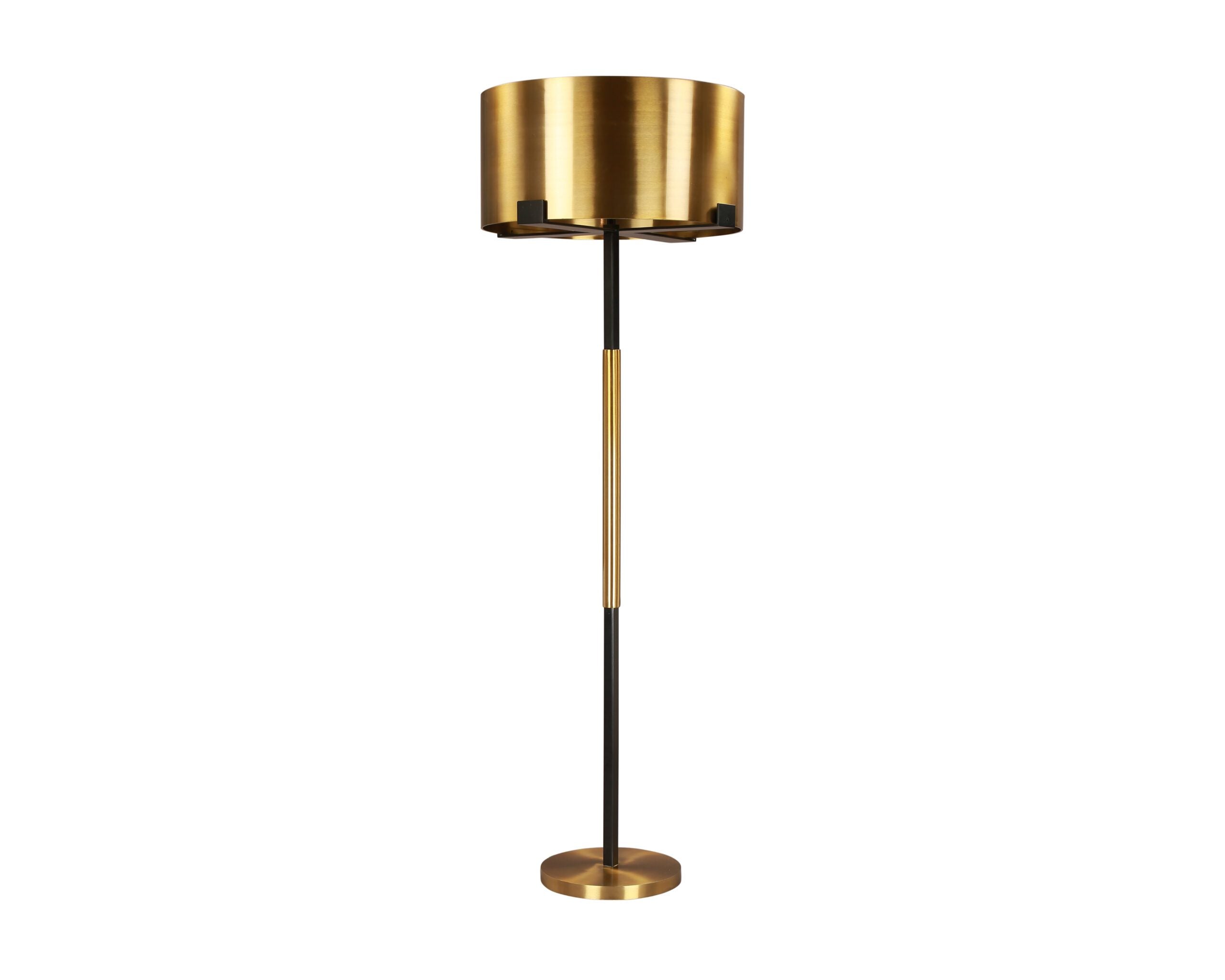 Hamilton Floor Lamp by Liang & Eimil featuring a brushed brass and matte black architectural steel frame