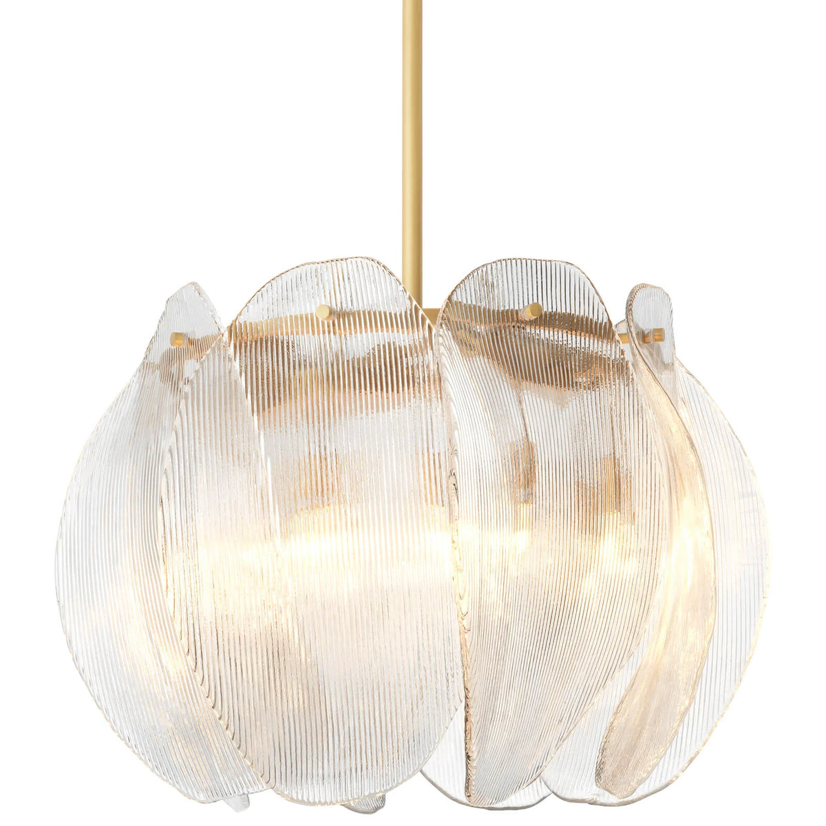 Sophisticated antique brass detailing of the Hibis L Chandelier