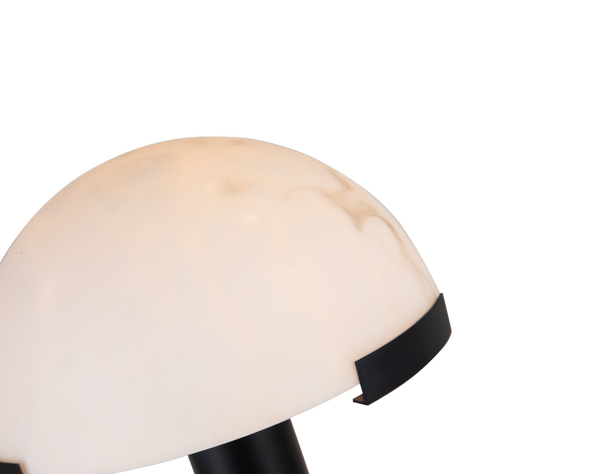 Holmes Table Lamp by Liang & Eimil featuring a matte black domed shade and faux white marble base
