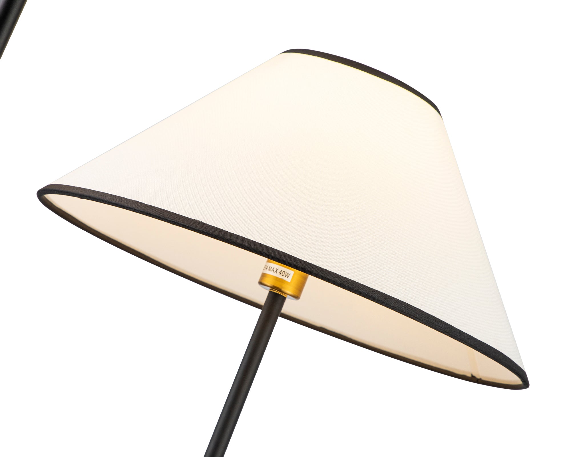 Langless Floor Lamp by Liang & Eimil featuring a matte black metal frame and white cotton shade