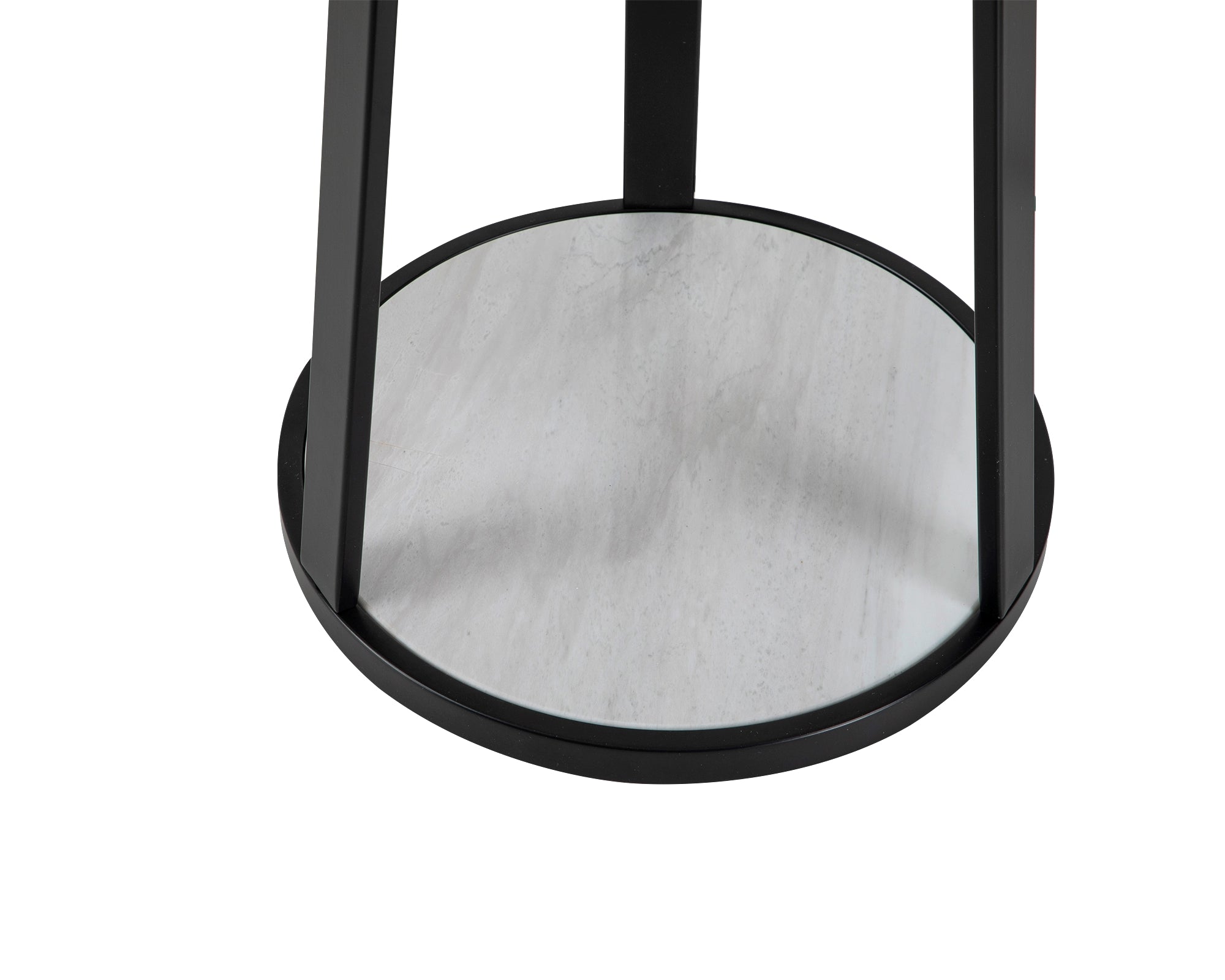 Luca Floor Lamp by Liang & Eimil featuring a matte black metal frame, white marble base, and linen shade