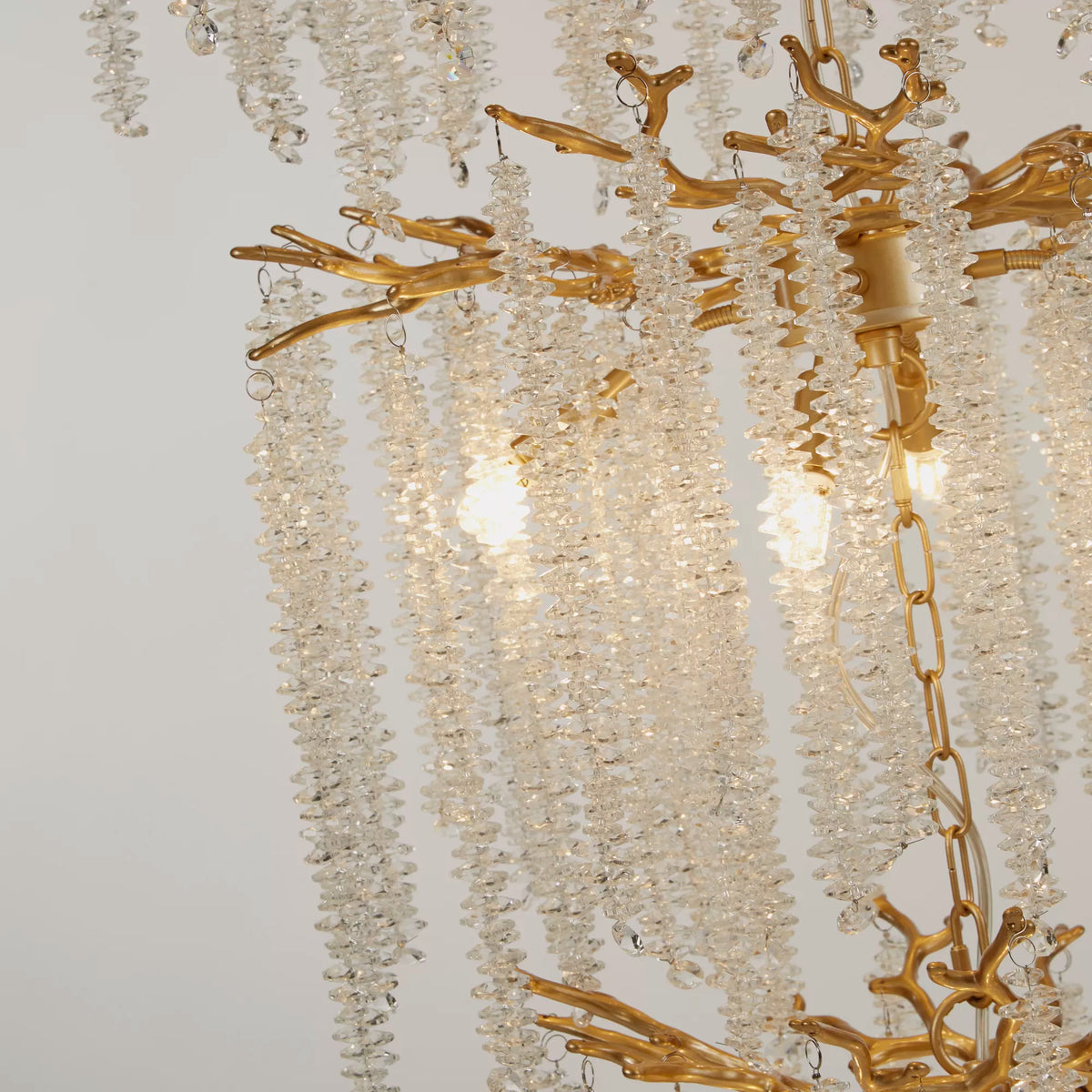 Close-up showcasing the refined clear crystal elements of the Lux & Belle Stairwell