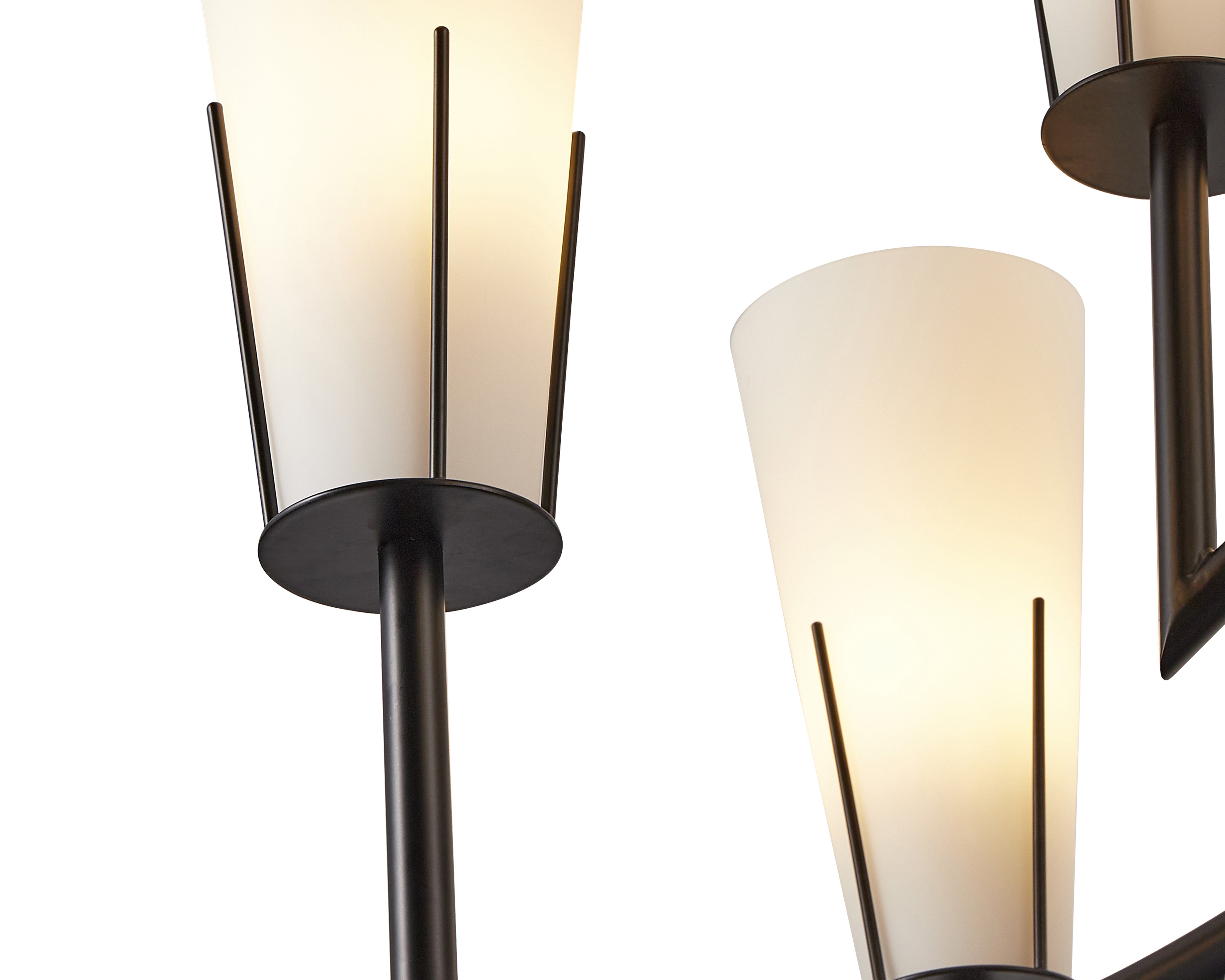 Magestic Chandelier - Liang & Eimil featuring twelve white glass shades with a matt black frame.