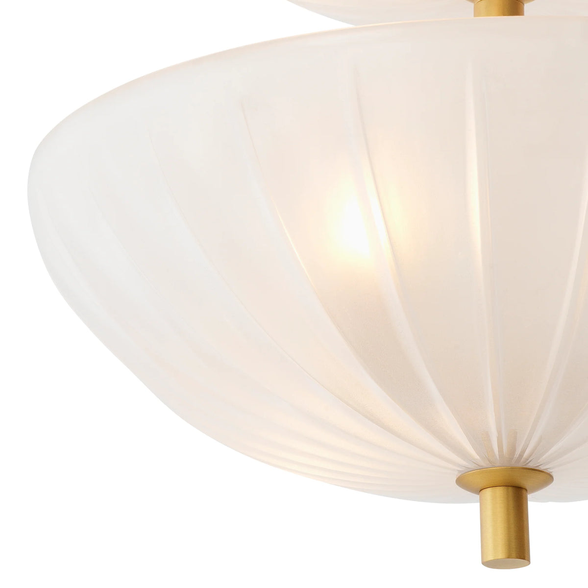 Refined antique brass framework highlighting the chandelier's timeless Art Deco character