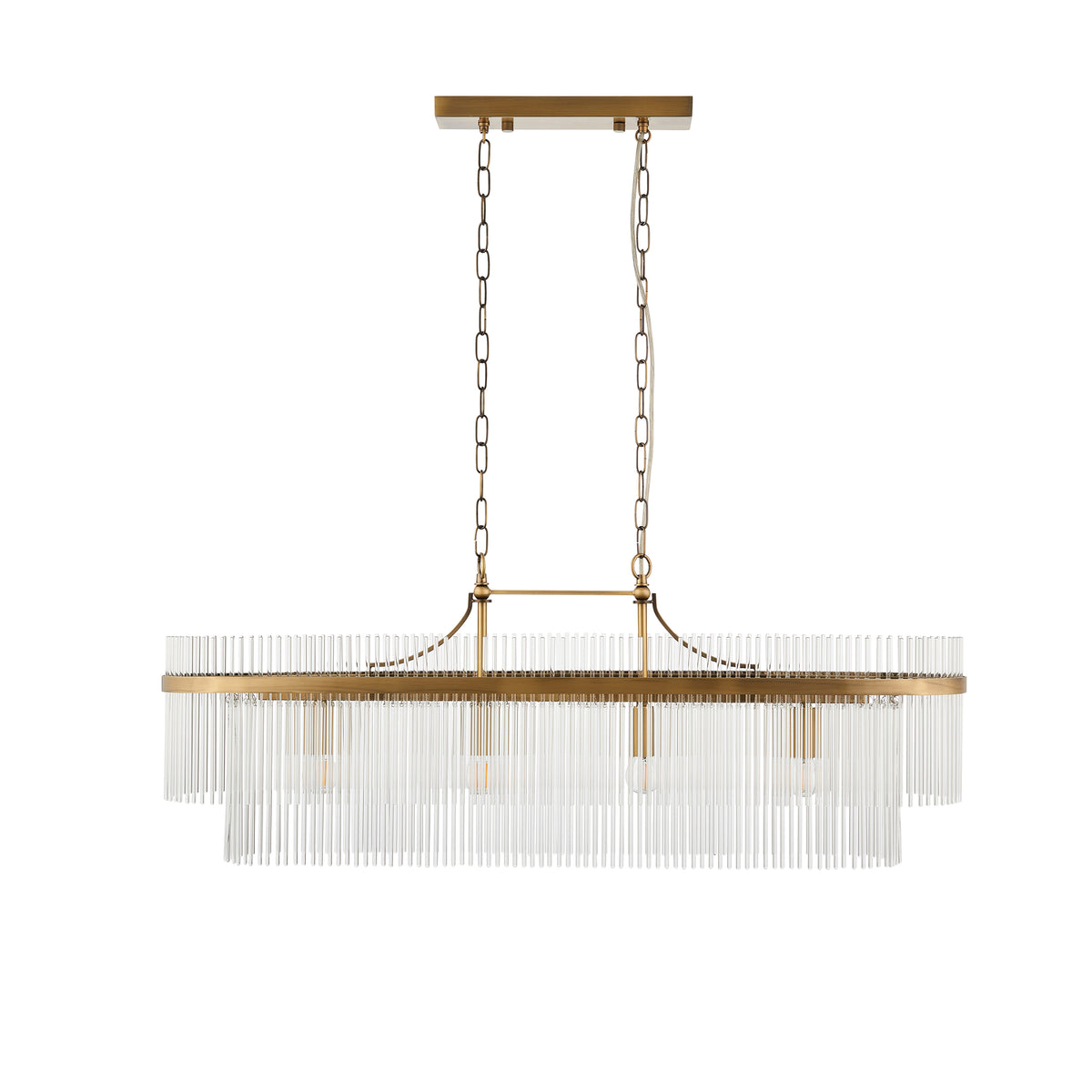 Marietta Linear Pendant showcasing its height-adjustable chain and clear cable