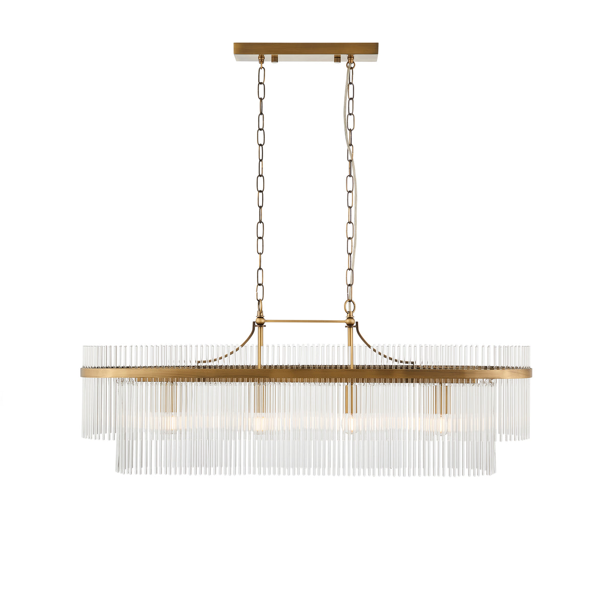 Side profile revealing the pendant's elongated proportions and refined linear silhouette