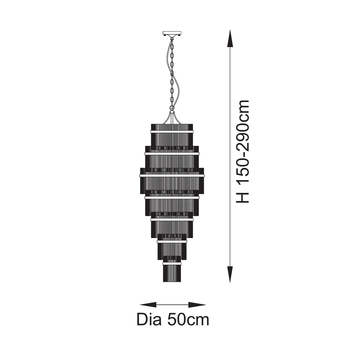 Detailed view of the clear glass rods designed to delicately diffuse the light