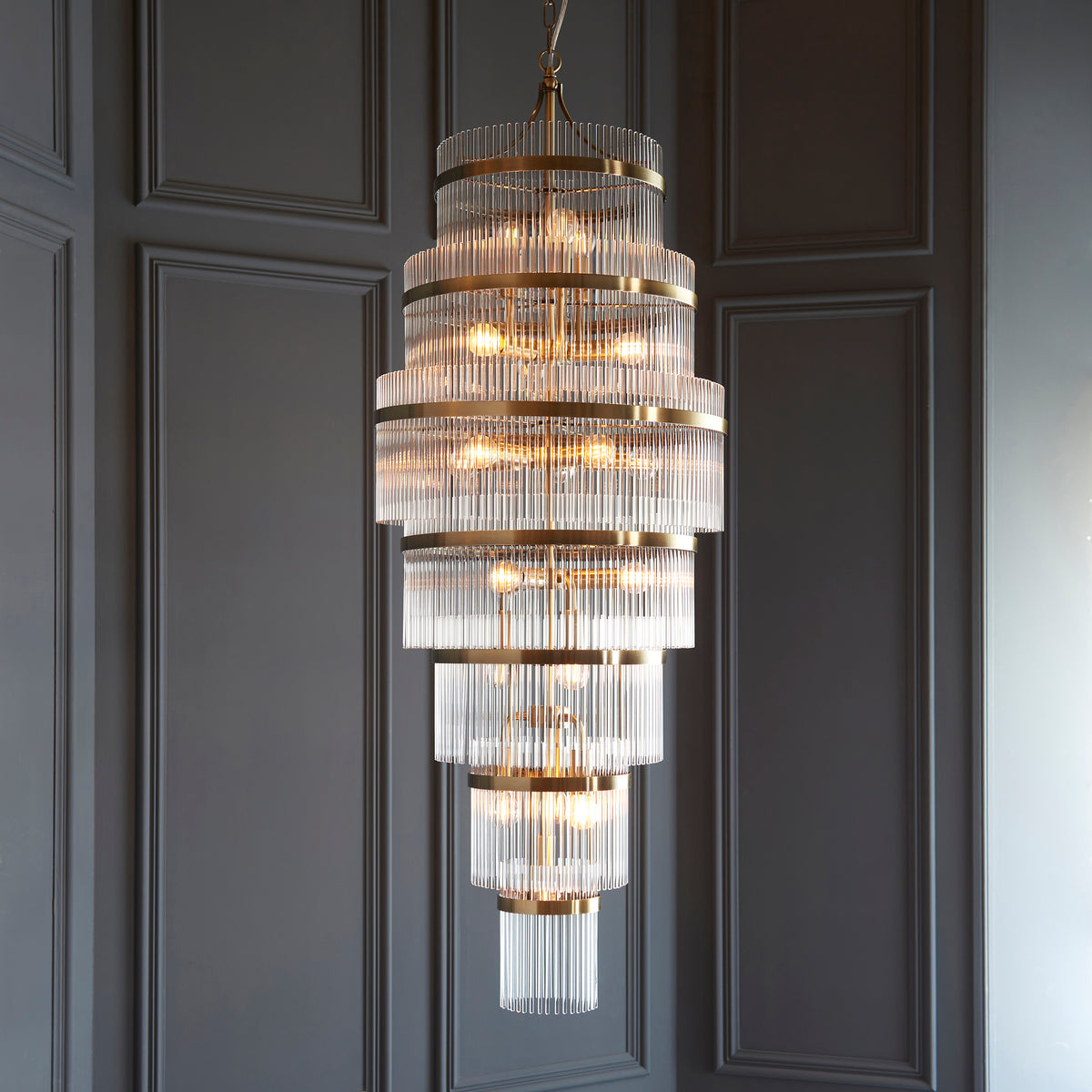 Marietta Grand Pendant creating a dramatic focal point in a luxurious high-ceilinged interior