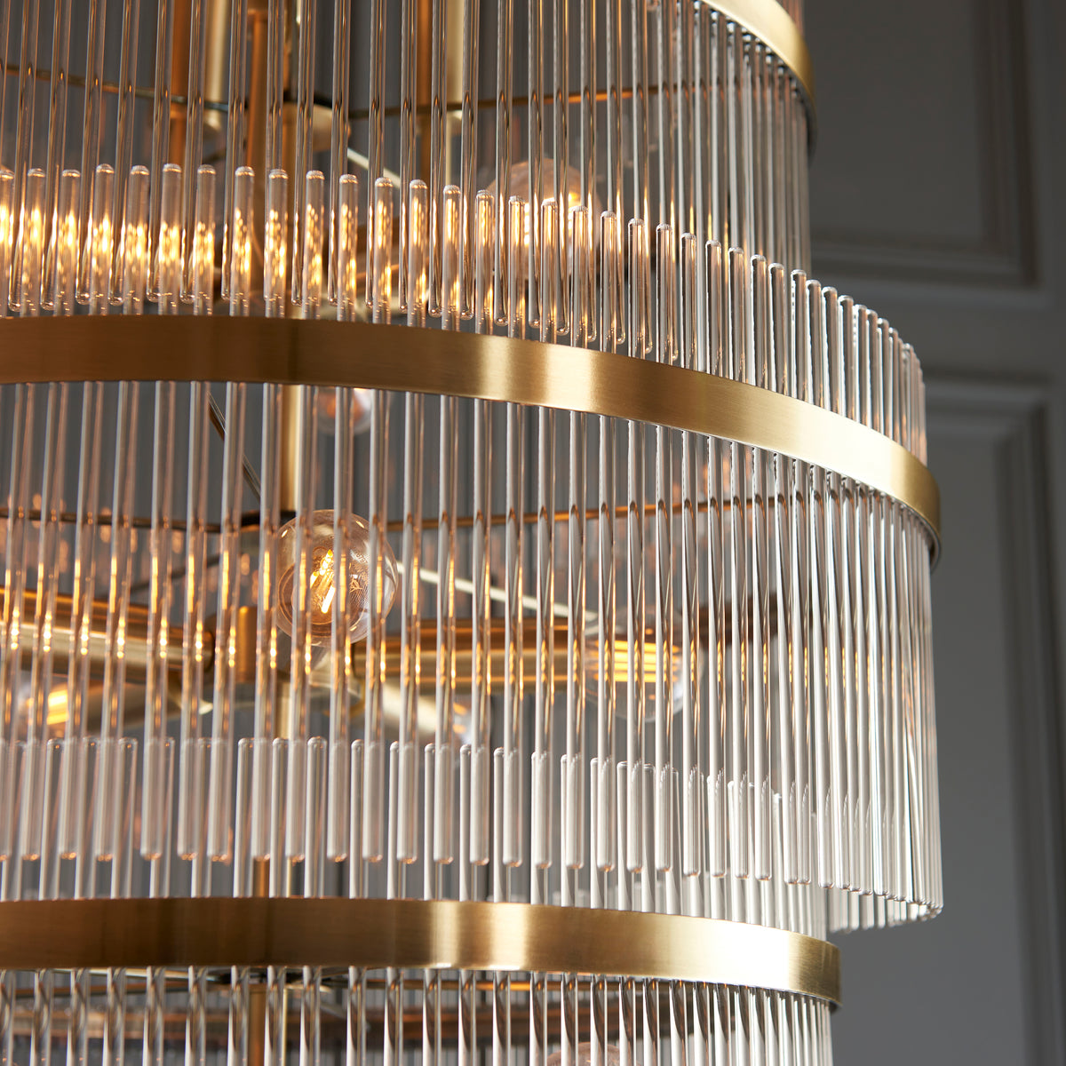 Marietta Grand Pendant illuminated to create a sophisticated and atmospheric glow