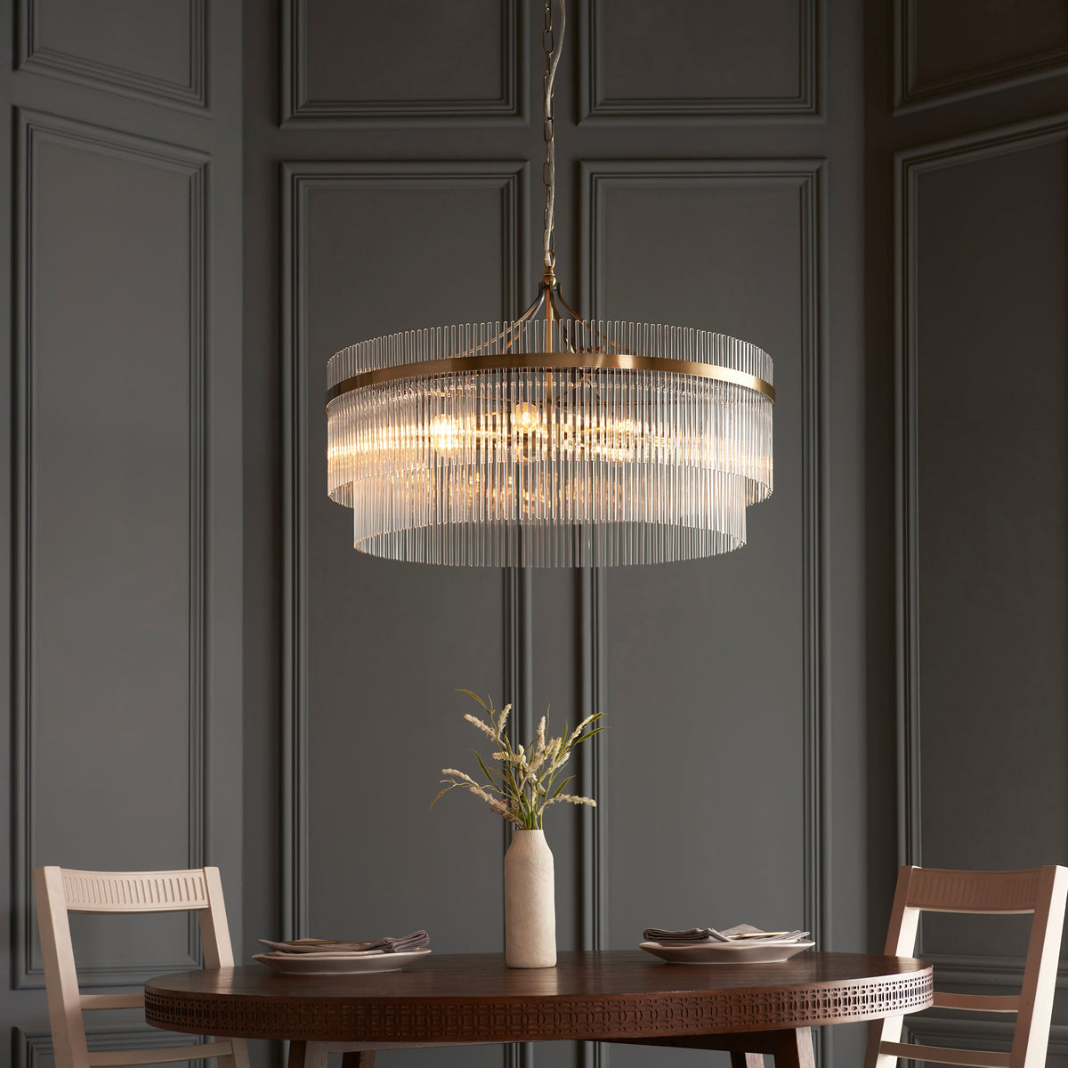 Marietta Grand 7Lt Pendant complementing a refined classic living space
