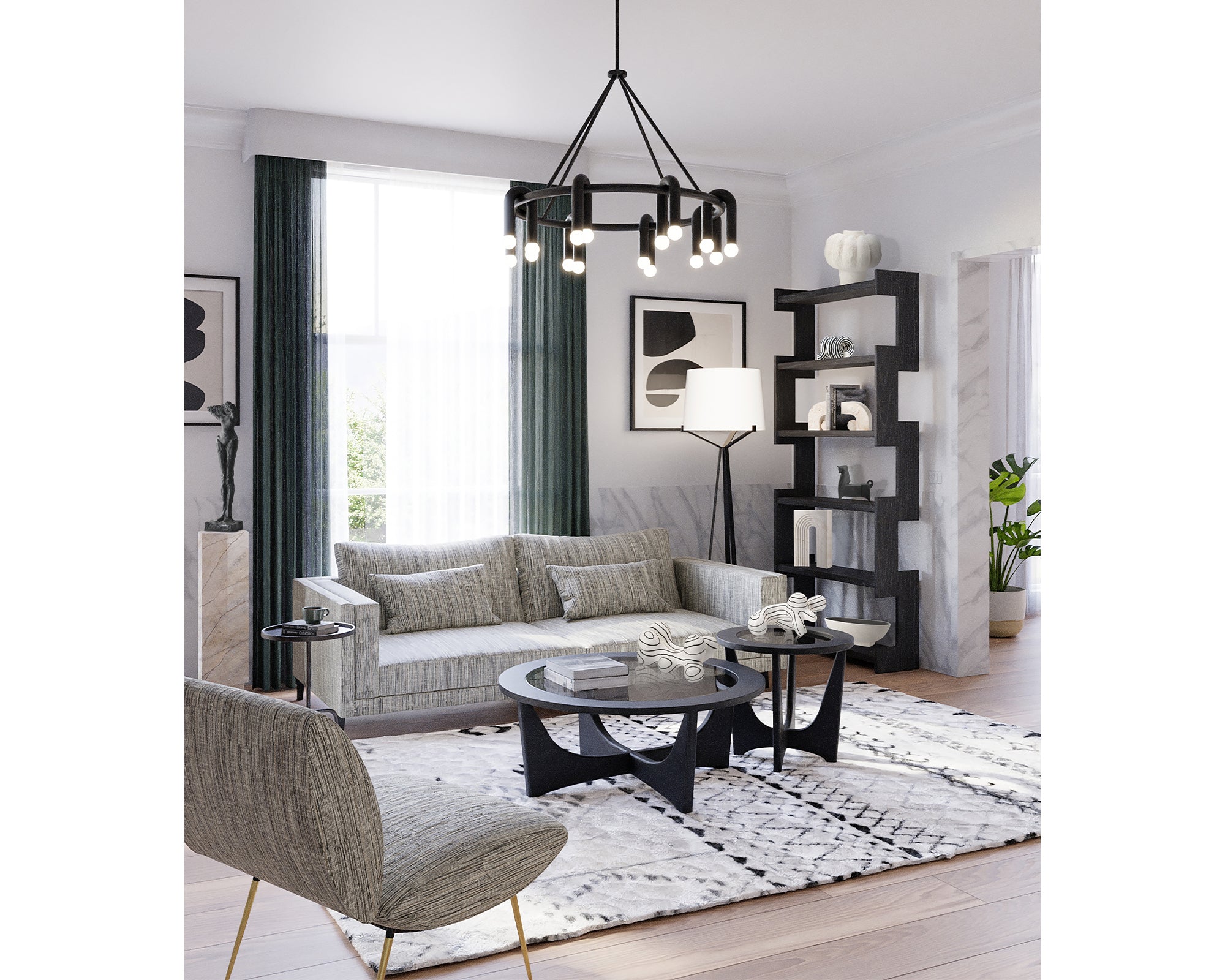 Melt 2 Pendant Lamp - Liang & Eimil featuring a sculptural matt black design.