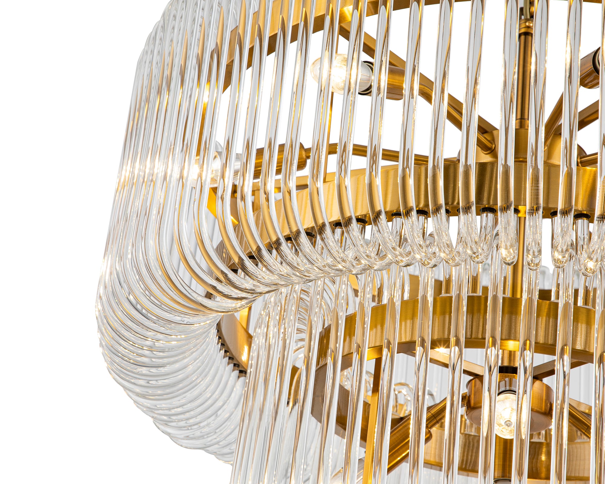 Mist Tall Pendant Lamp - Brushed Brass - Liang & Eimil featuring cascading clear glass elements and a brushed brass frame.
