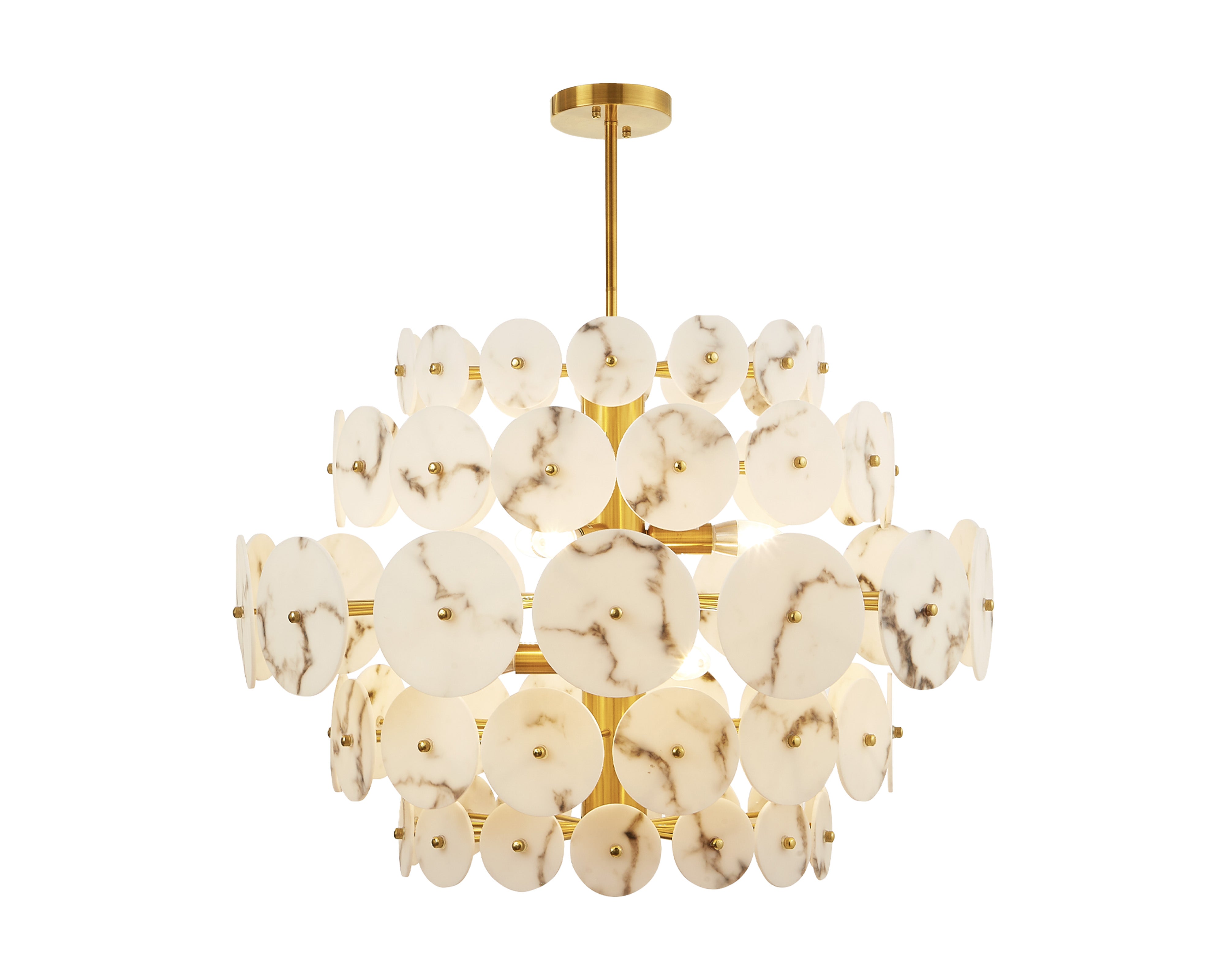 Momo Chandelier - Liang & Eimil featuring faux alabaster petals and antique brushed brass detailing.