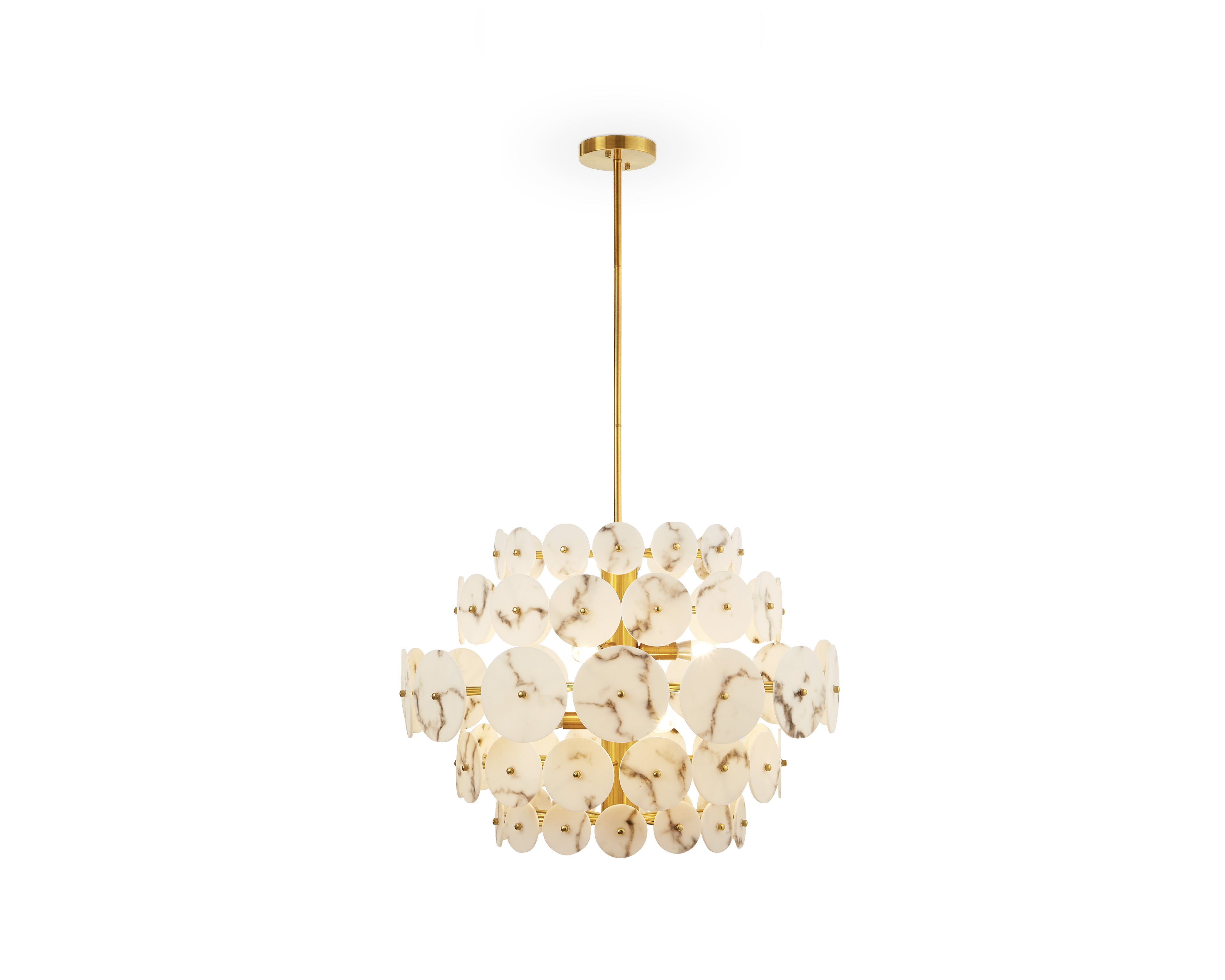 Momo Chandelier - Liang & Eimil featuring faux alabaster petals and antique brushed brass detailing.
