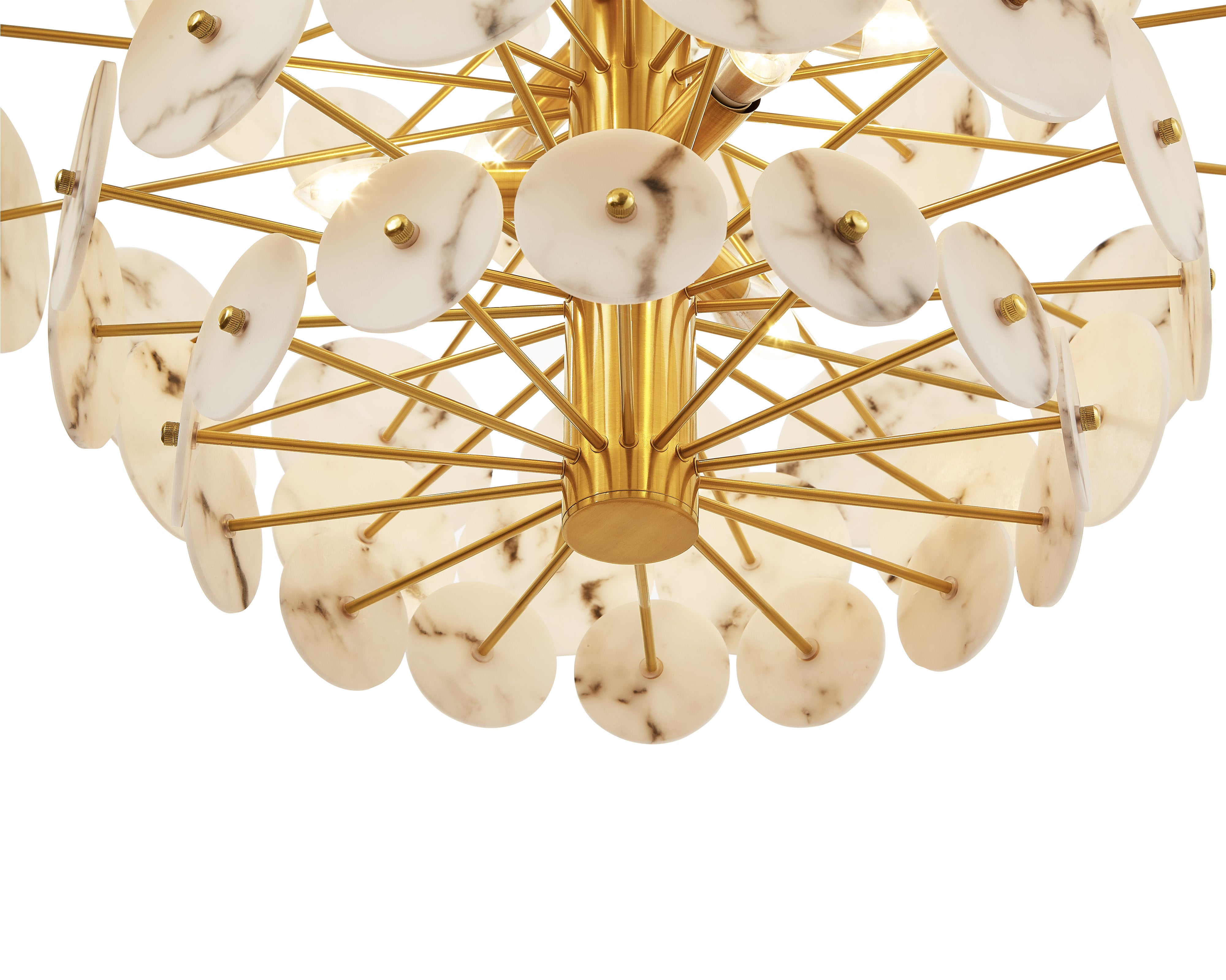 Momo Chandelier - Liang & Eimil featuring faux alabaster petals and antique brushed brass detailing.