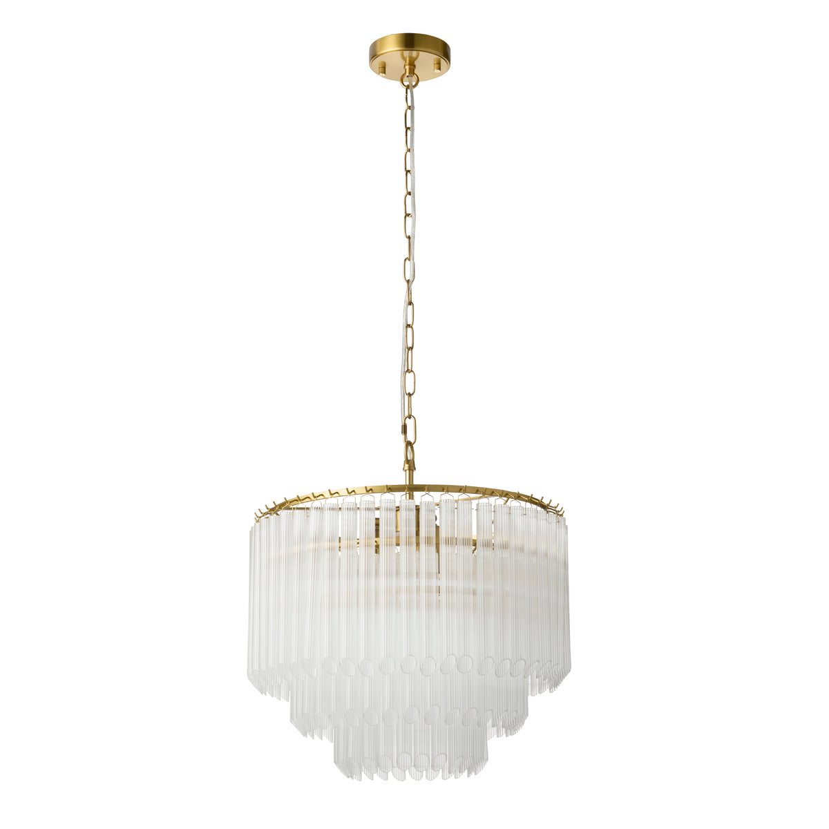 Close-up highlighting the warm brushed aged brass metalwork