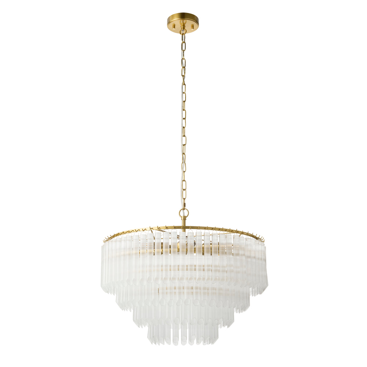 Detailed view of the six-light E14 arrangement within the pendant