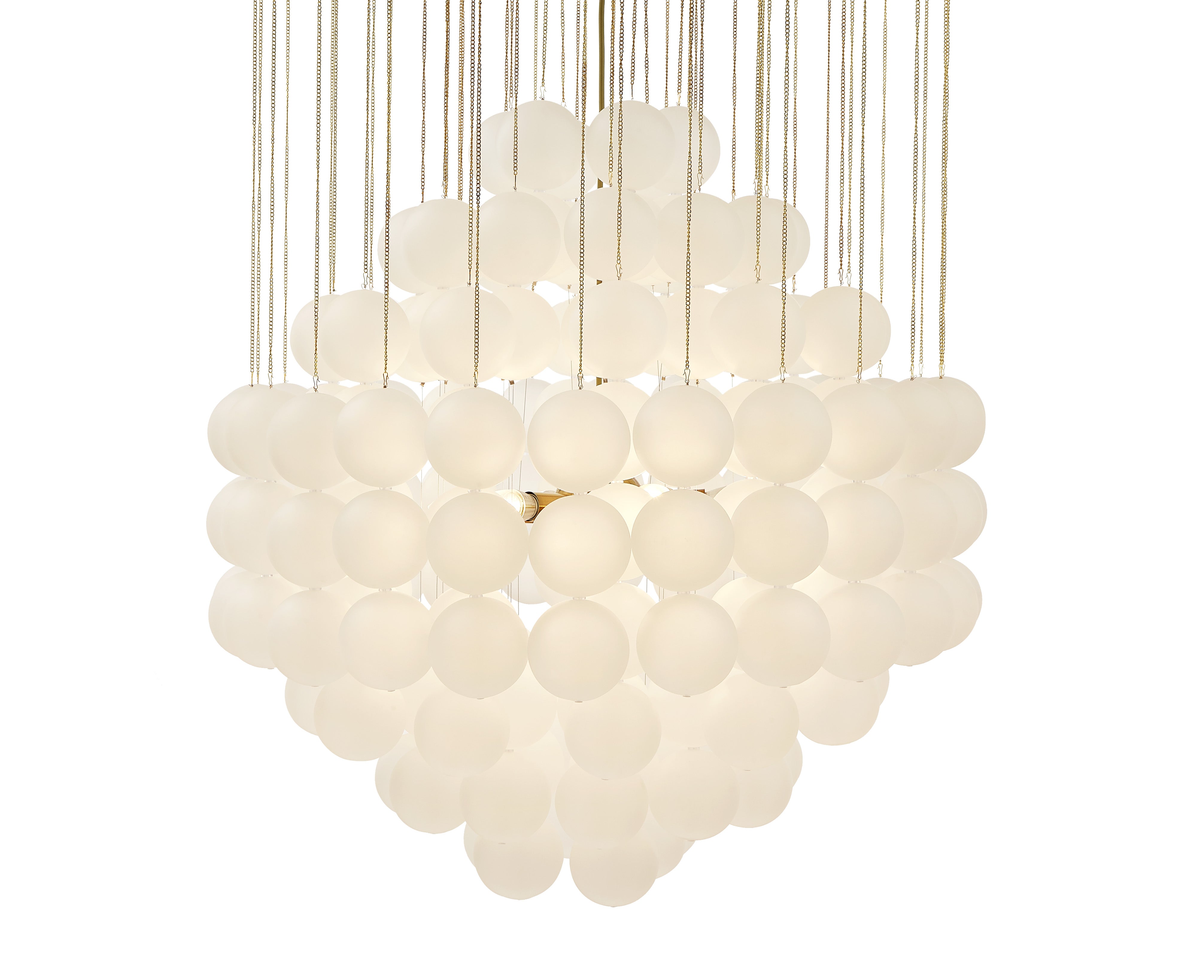 Moon Chandelier - Liang & Eimil with frosted glass spheres and antique brushed brass finish.