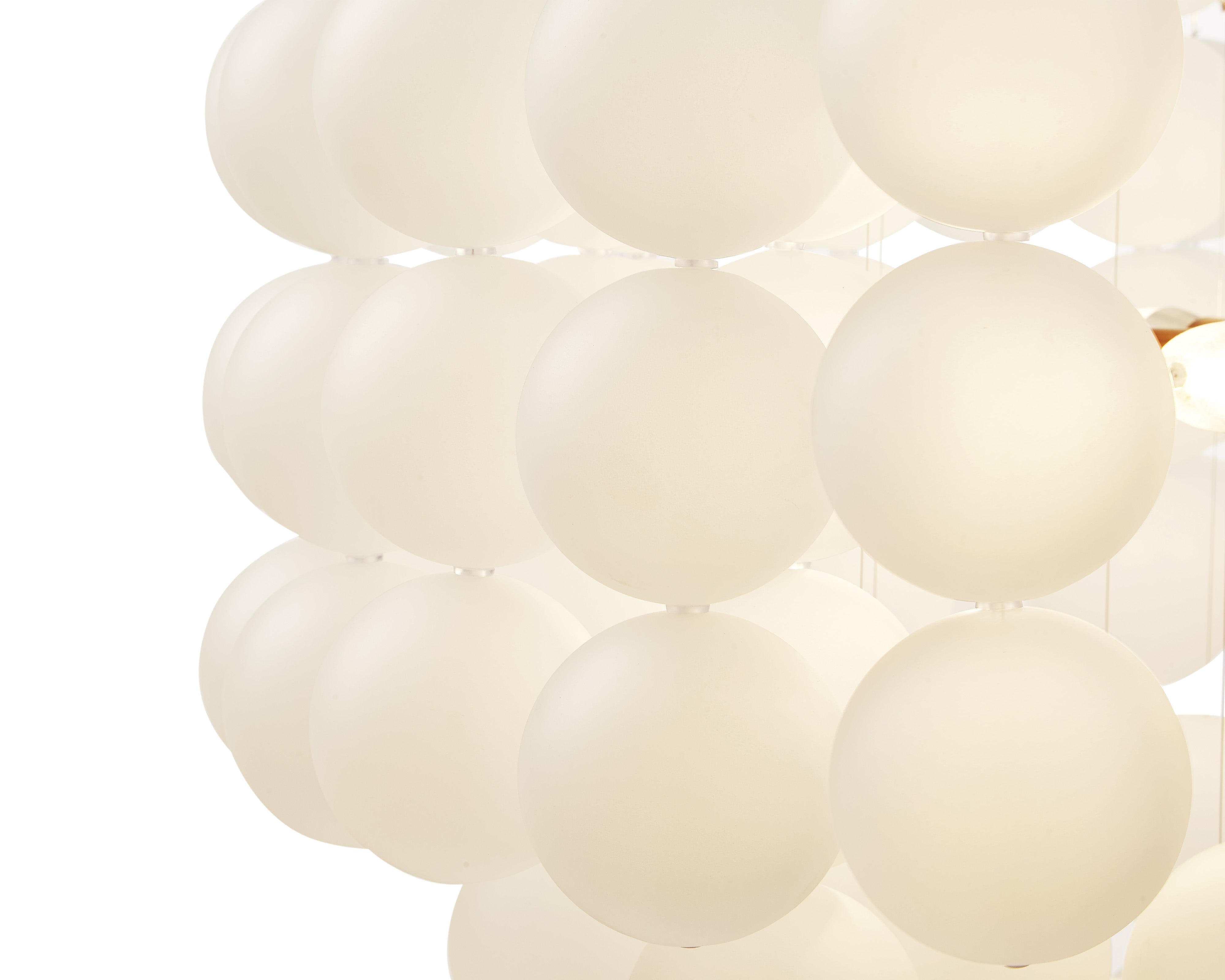 Moon Chandelier - Liang & Eimil with frosted glass spheres and antique brushed brass finish.