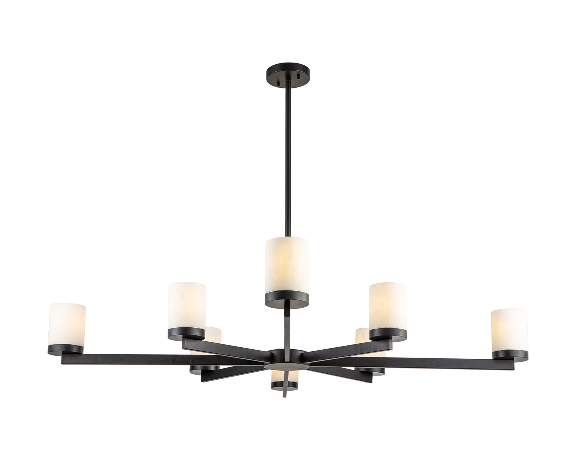 Olina Pendant Lamp - Liang & Eimil featuring white alabaster shades and a matt black frame.
