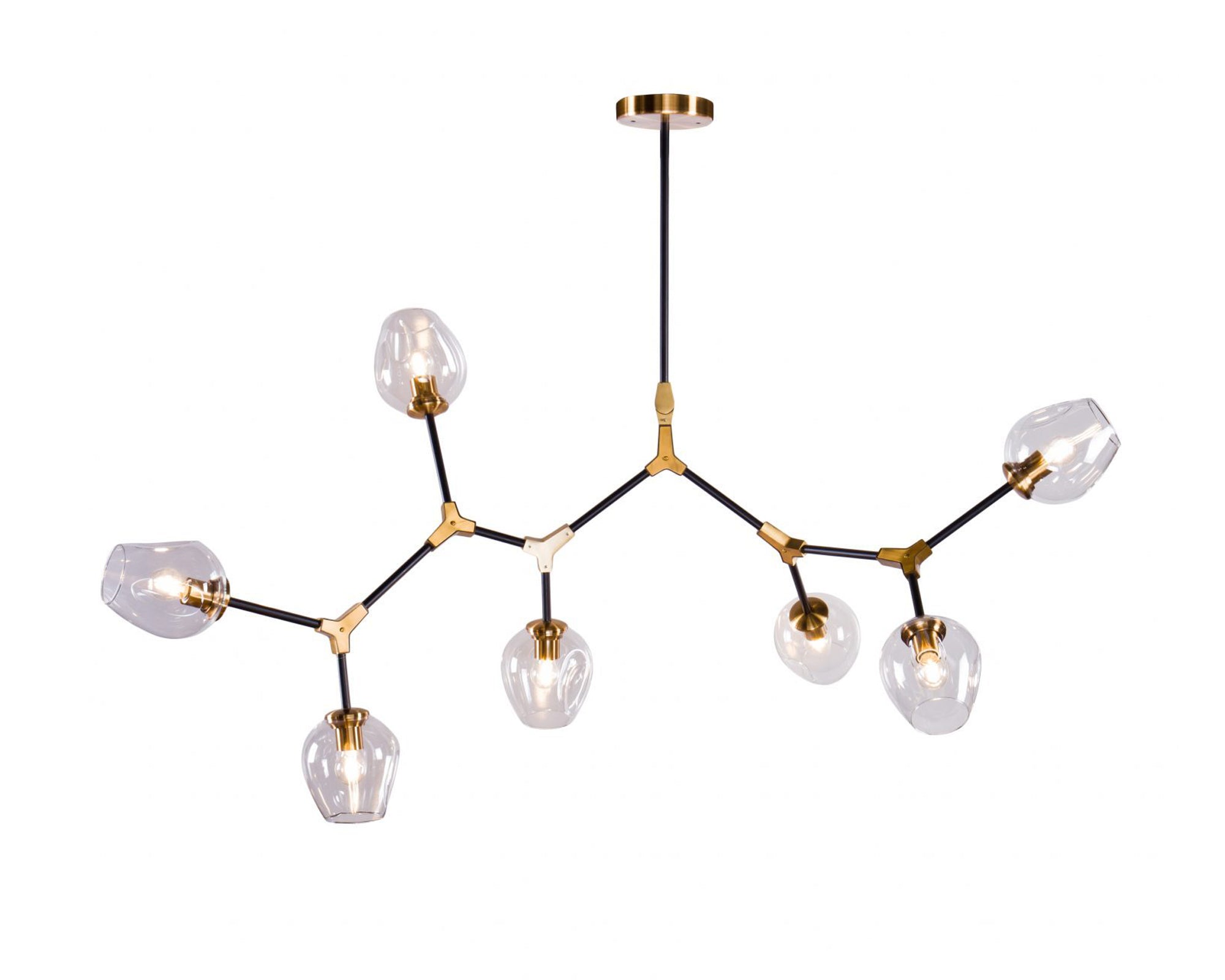 Orbital Pendant Lamp - Liang & Eimil featuring clear glass shades with a matt black metal frame.