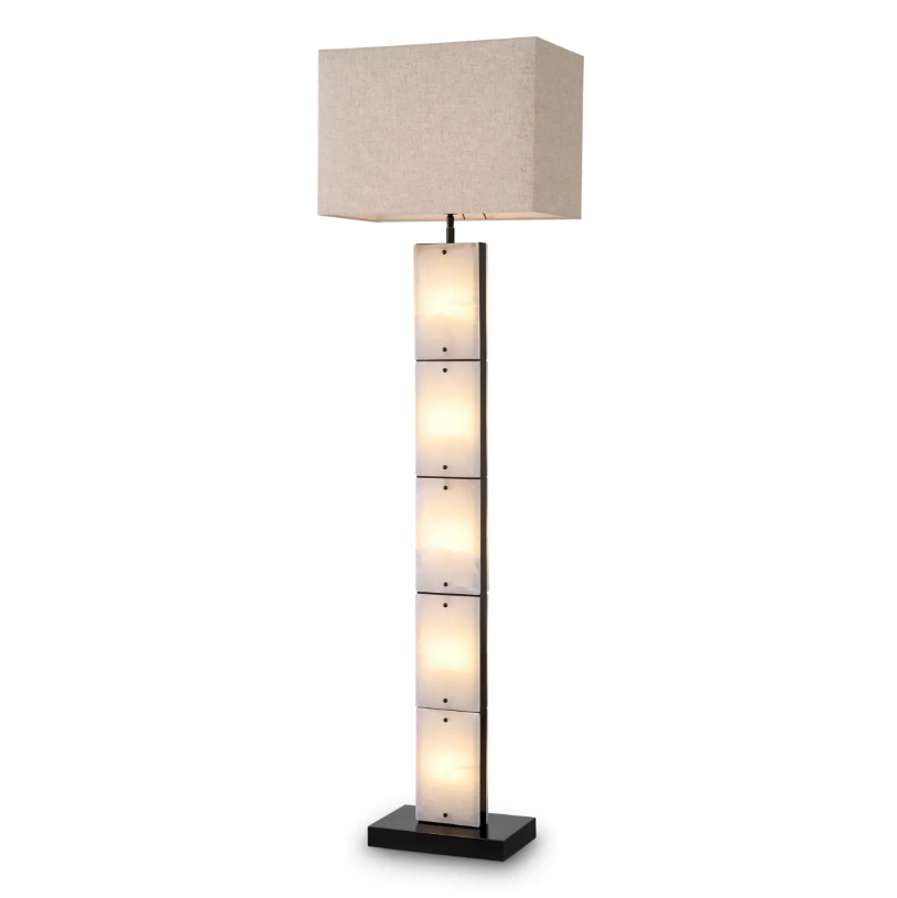 Ortiz Floor Lamp showcasing luminous natural alabaster and a refined bronze highlight finish