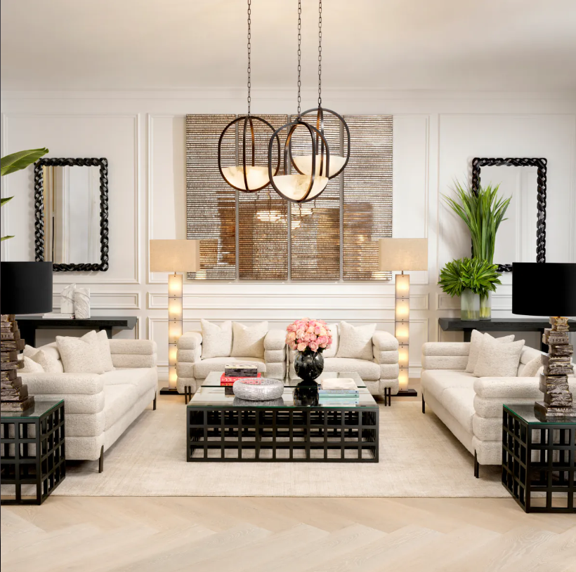 Premium Eichholtz Ortiz Floor Lamp creating a warm and sophisticated ambience