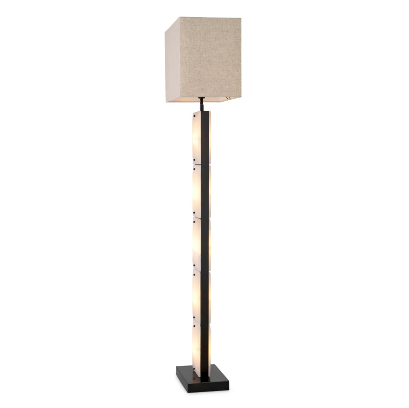 Sculptural Ortiz Floor Lamp combining elegant alabaster elements with bronze accents