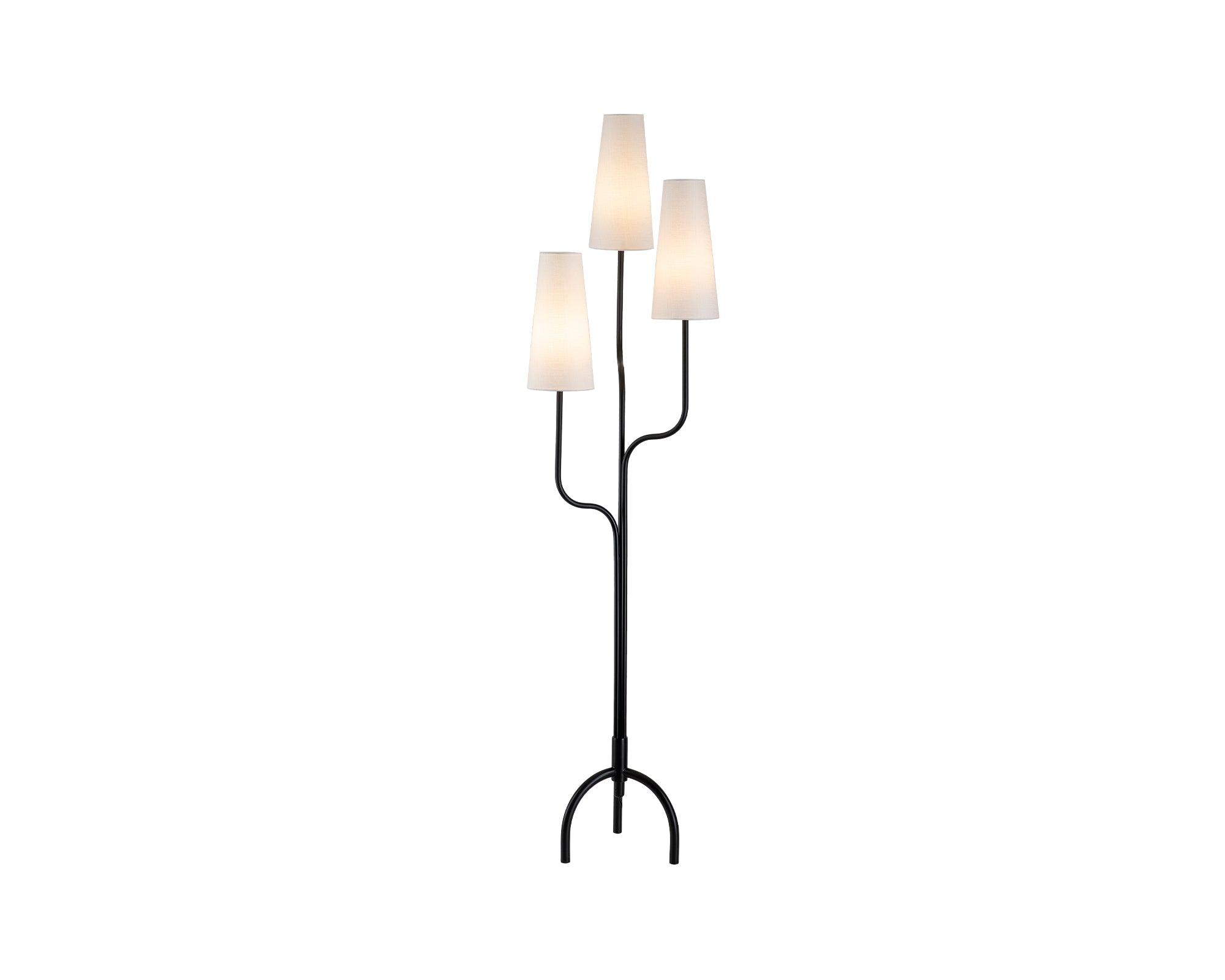 Poiset Floor Lamp by Liang & Eimil featuring a matte black metal frame and white cotton shade