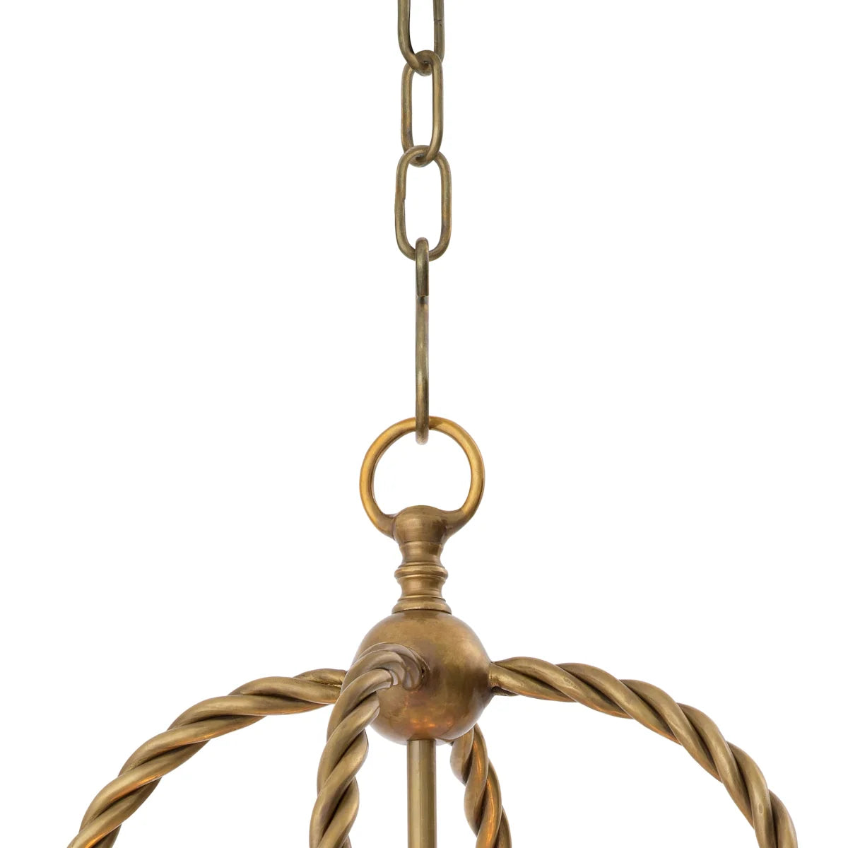 Close-up of the Preston Pendant showcasing its clear glass panels and refined metal detailing