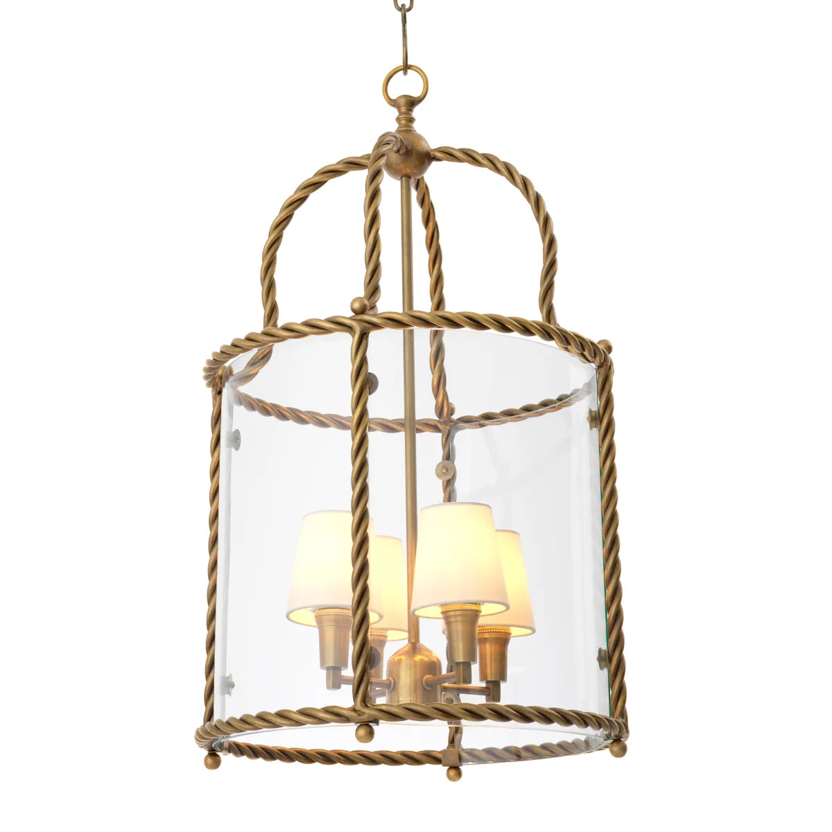 Premium detail of the Preston Pendant highlighting its intricate vintage brass framework