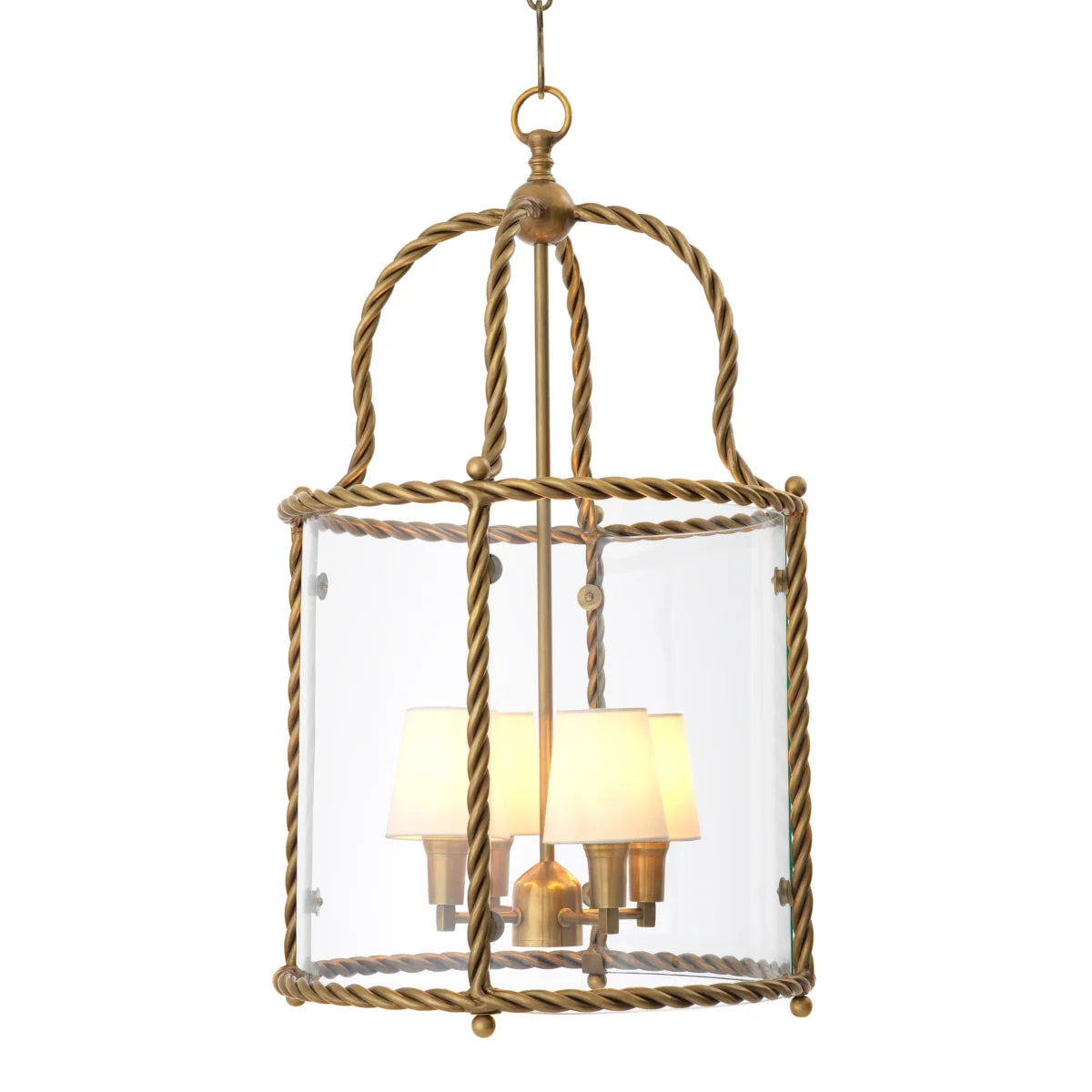 Elegant Preston Pendant featuring a refined lantern-inspired silhouette and vintage brass finish