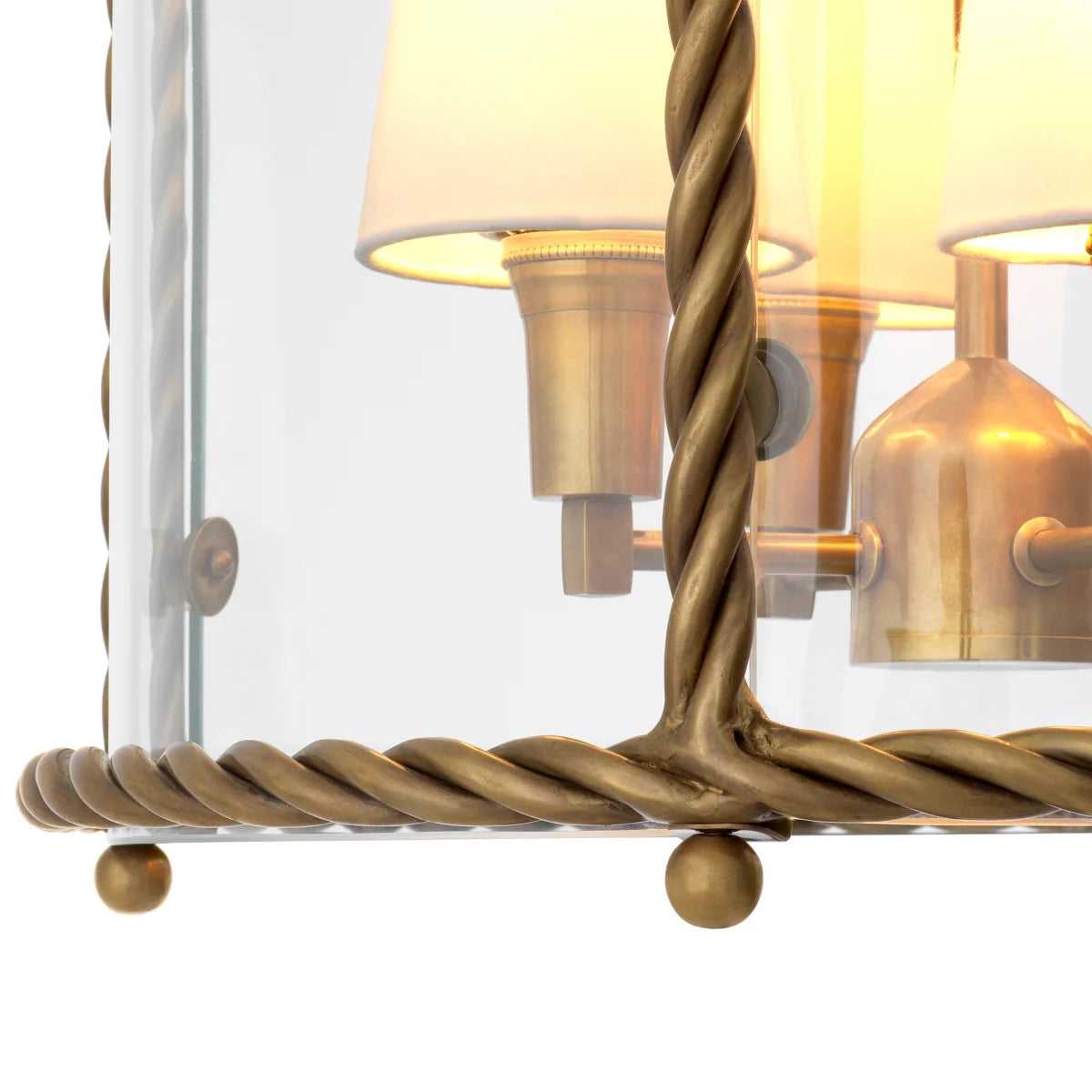 Side view of the Preston Pendant highlighting its architectural proportions and sculptural framework