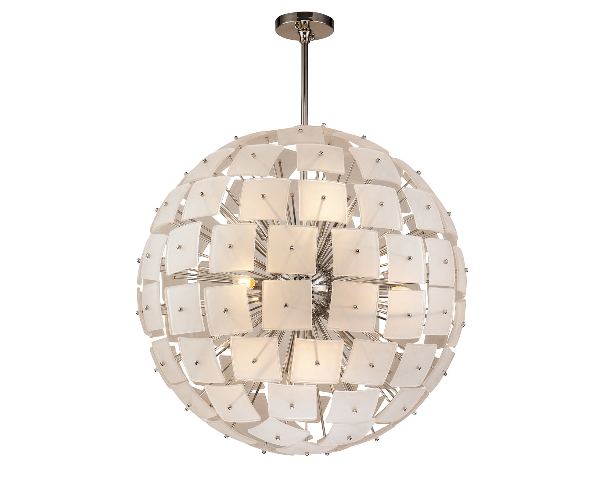 Rialto Pendant Lamp - Nickel - Liang & Eimil featuring frosted glass elements and a polished nickel finish.